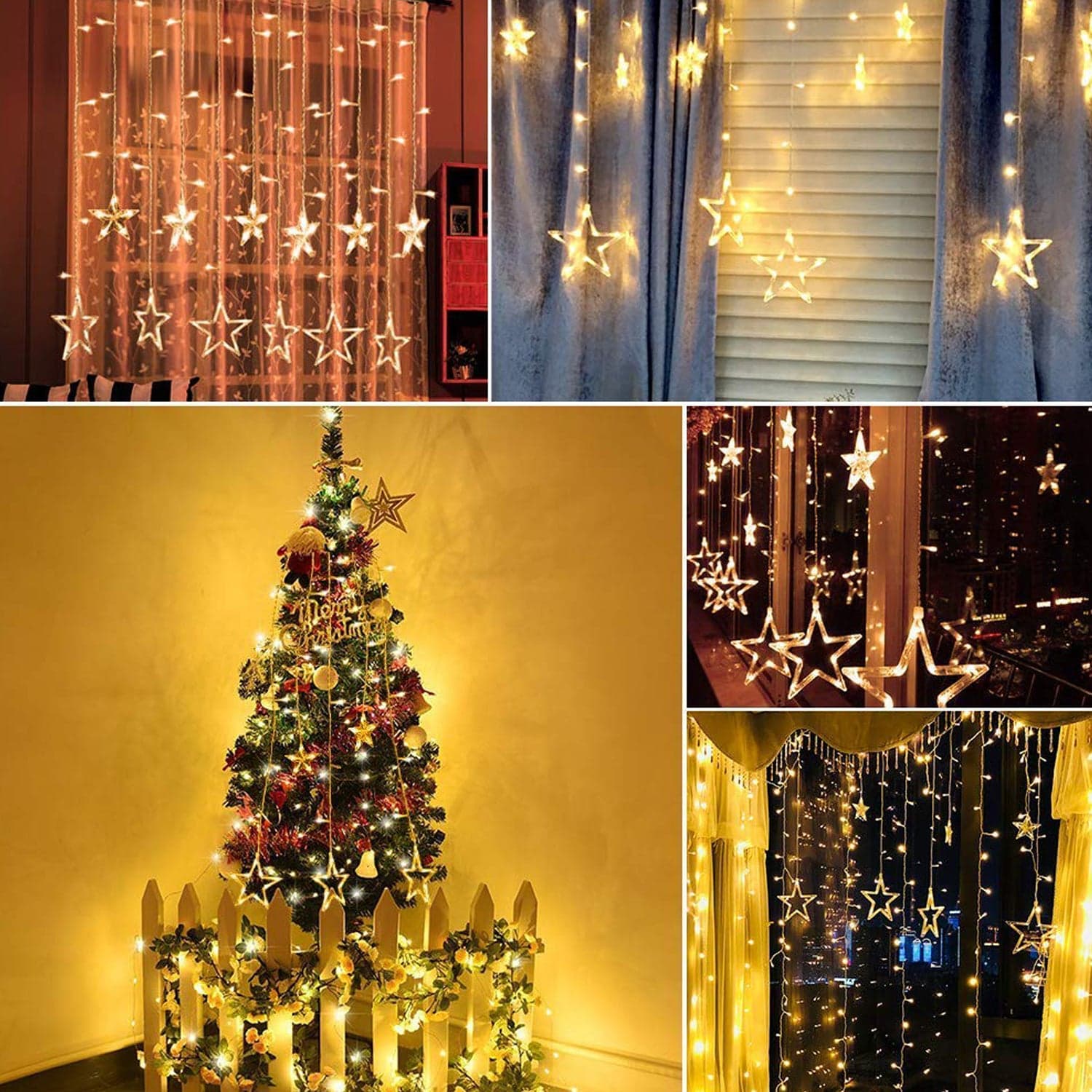12 Stars Curtain String Lights, Window Curtain Lights With 8 Flashing Modes Decoration For Festivals thumbnail 5