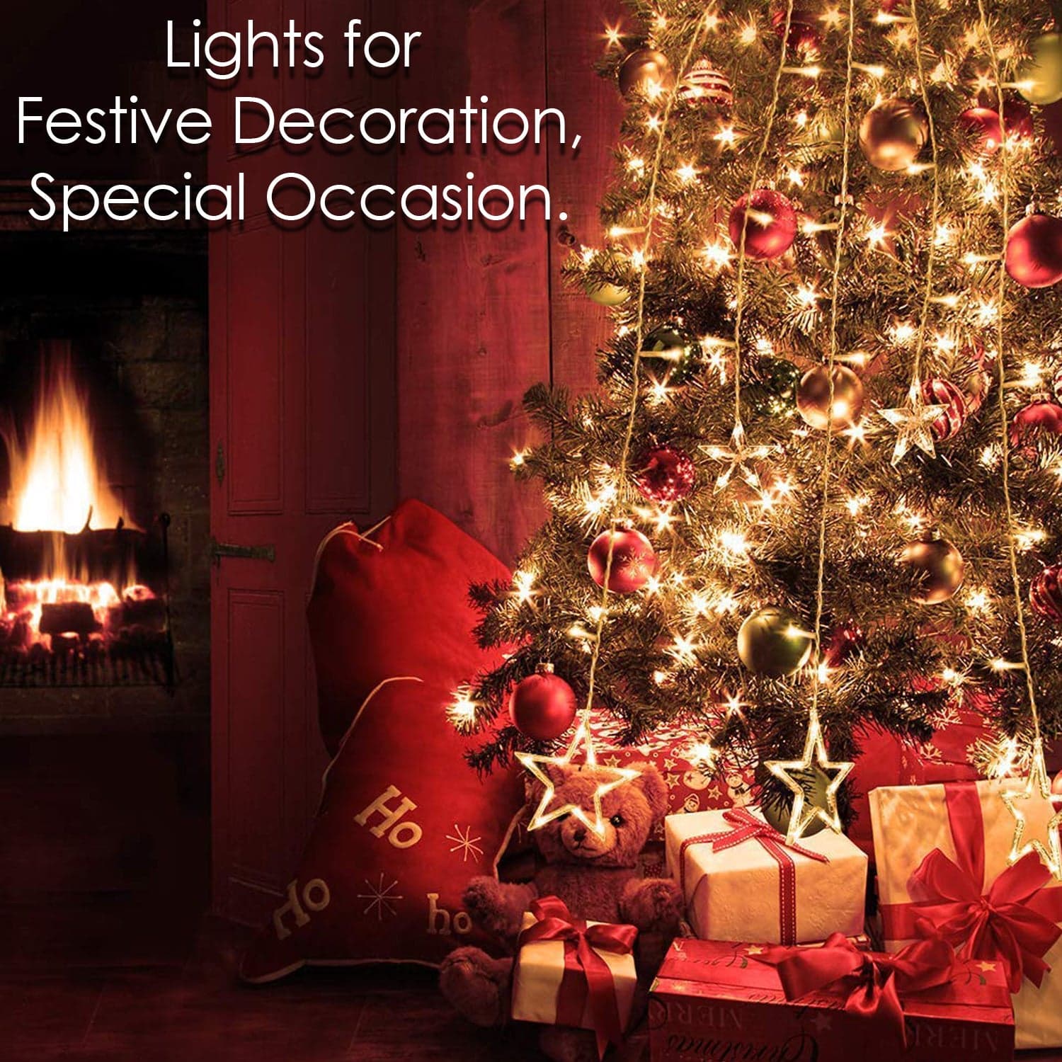12 Stars Curtain String Lights, Window Curtain Lights With 8 Flashing Modes Decoration For Festivals thumbnail 9