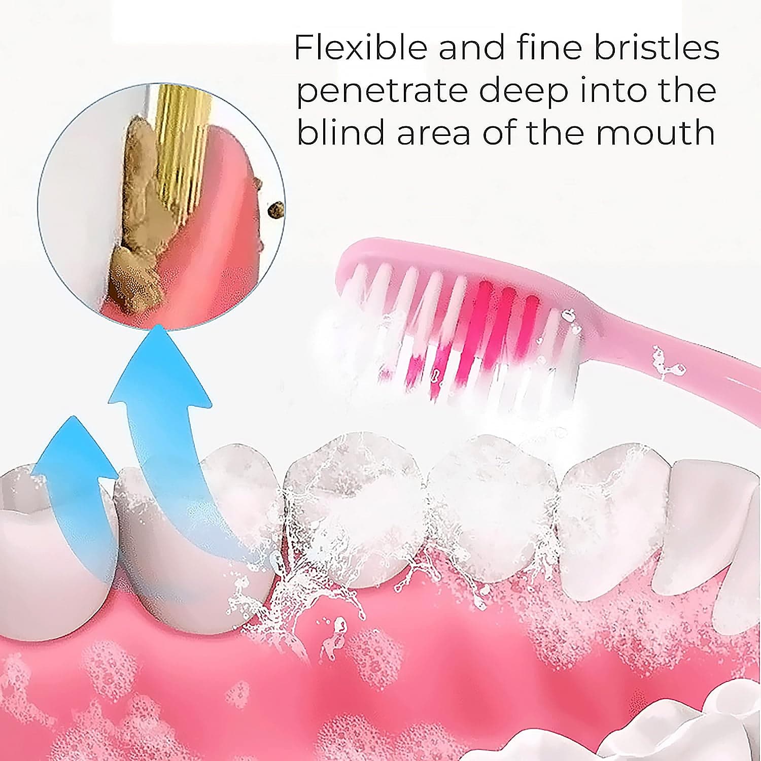 2-in-1 Tooth Brush with Tongue Scraper, Soft Bristle & Long Handle (8Pcs) Soft Toothbrush thumbnail 4