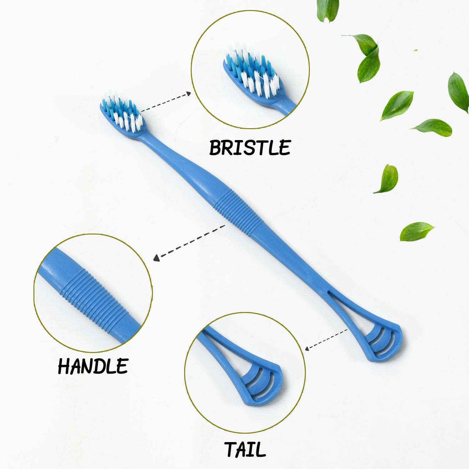 2-in-1 Tooth Brush with Tongue Scraper, Soft Bristle & Long Handle (8Pcs) Soft Toothbrush thumbnail 6