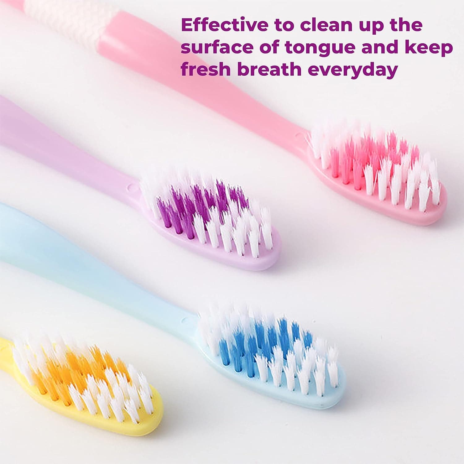 2-in-1 Tooth Brush with Tongue Scraper, Soft Bristle & Long Handle (8Pcs) Soft Toothbrush thumbnail 8