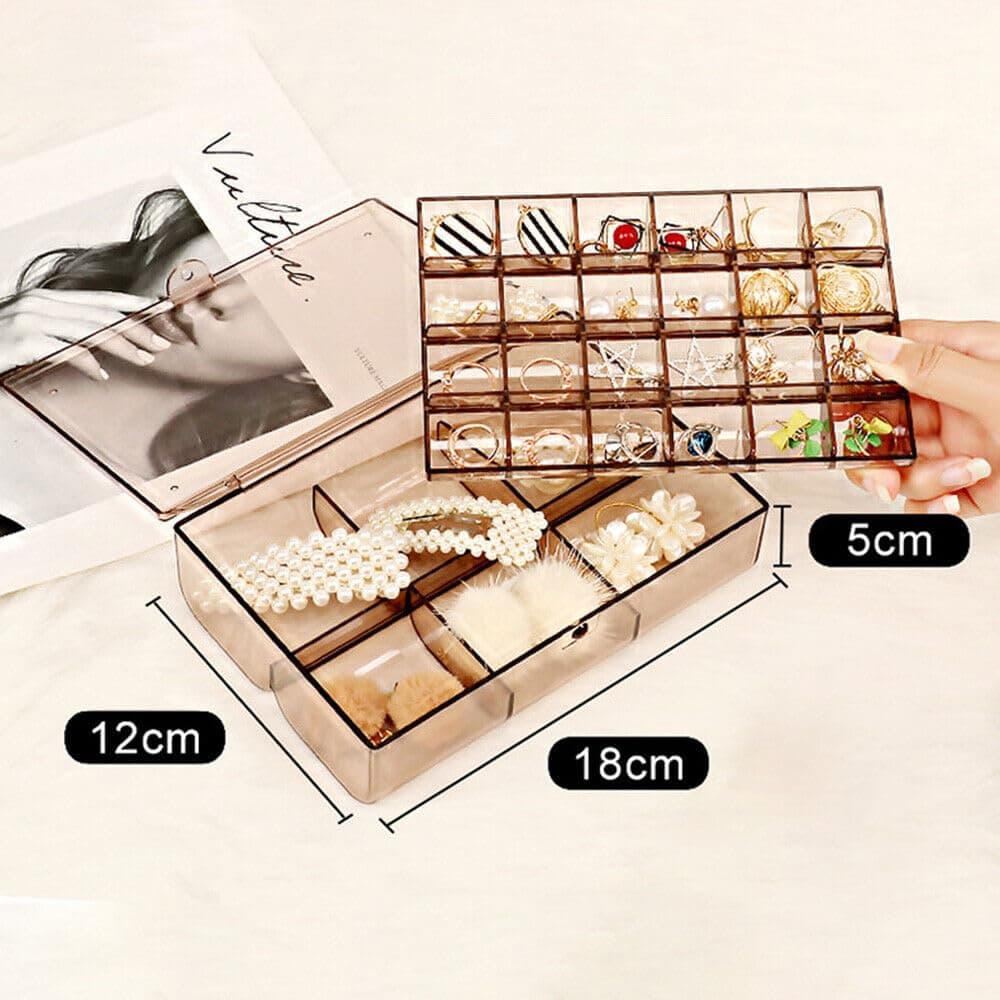 2 Layer Acrylic Jewelry Storage Box Dustproof Earring Box thumbnail 6