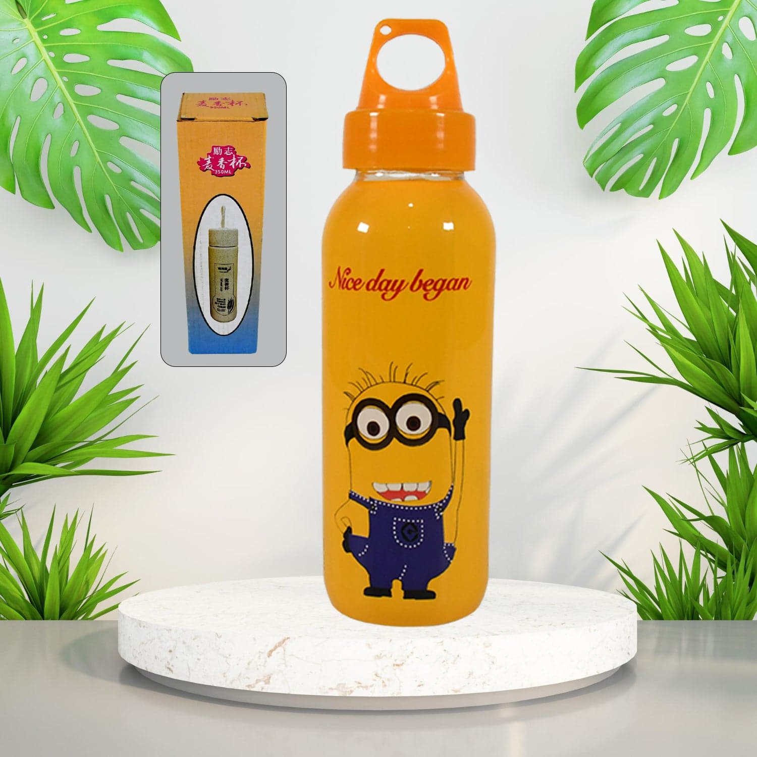 PORTABLE GLASS WATER BOTTLE, CREATIVE GLASS BOTTLE WITH GLASS WATER ( Mix Design) thumbnail 3