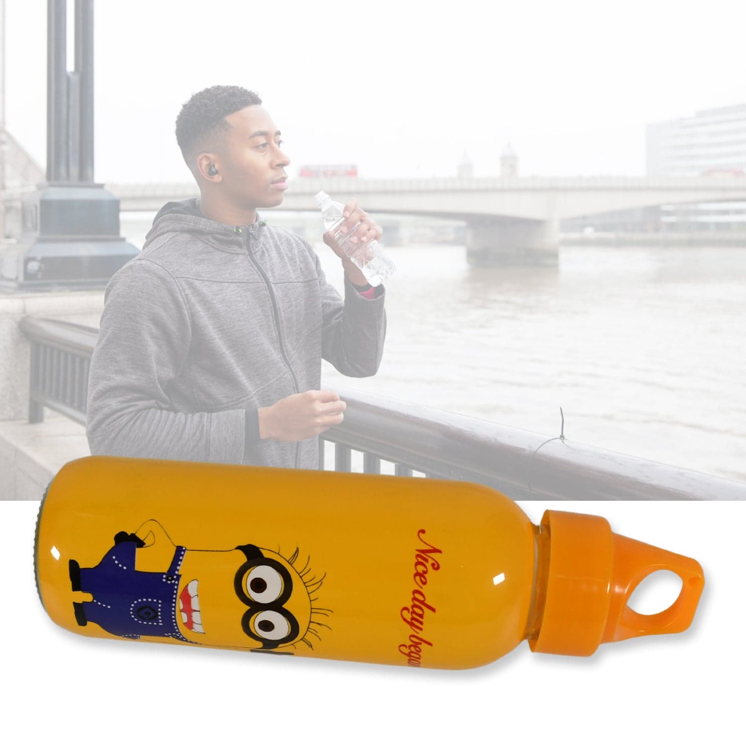 PORTABLE GLASS WATER BOTTLE, CREATIVE GLASS BOTTLE WITH GLASS WATER ( Mix Design) thumbnail 7