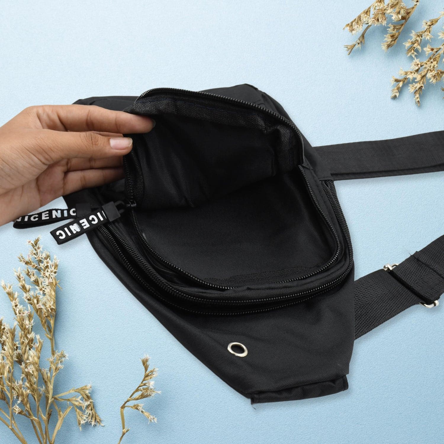 Waterproof Anti-Theft Crossbody Fanny Pack of (1 Pc, Black & Grey) thumbnail 4