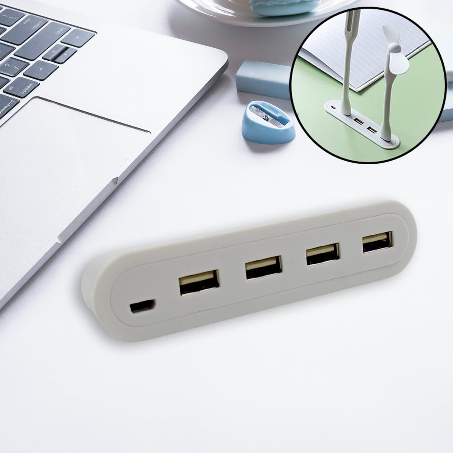 4In1 Hub Is Usb For Pen Drive, Mouse, Keyboards, Camera, Mobile, Tablet, Pc, Laptop, Tv, Study Table, Charging Extension Hub Portable (1 Pc) thumbnail 3
