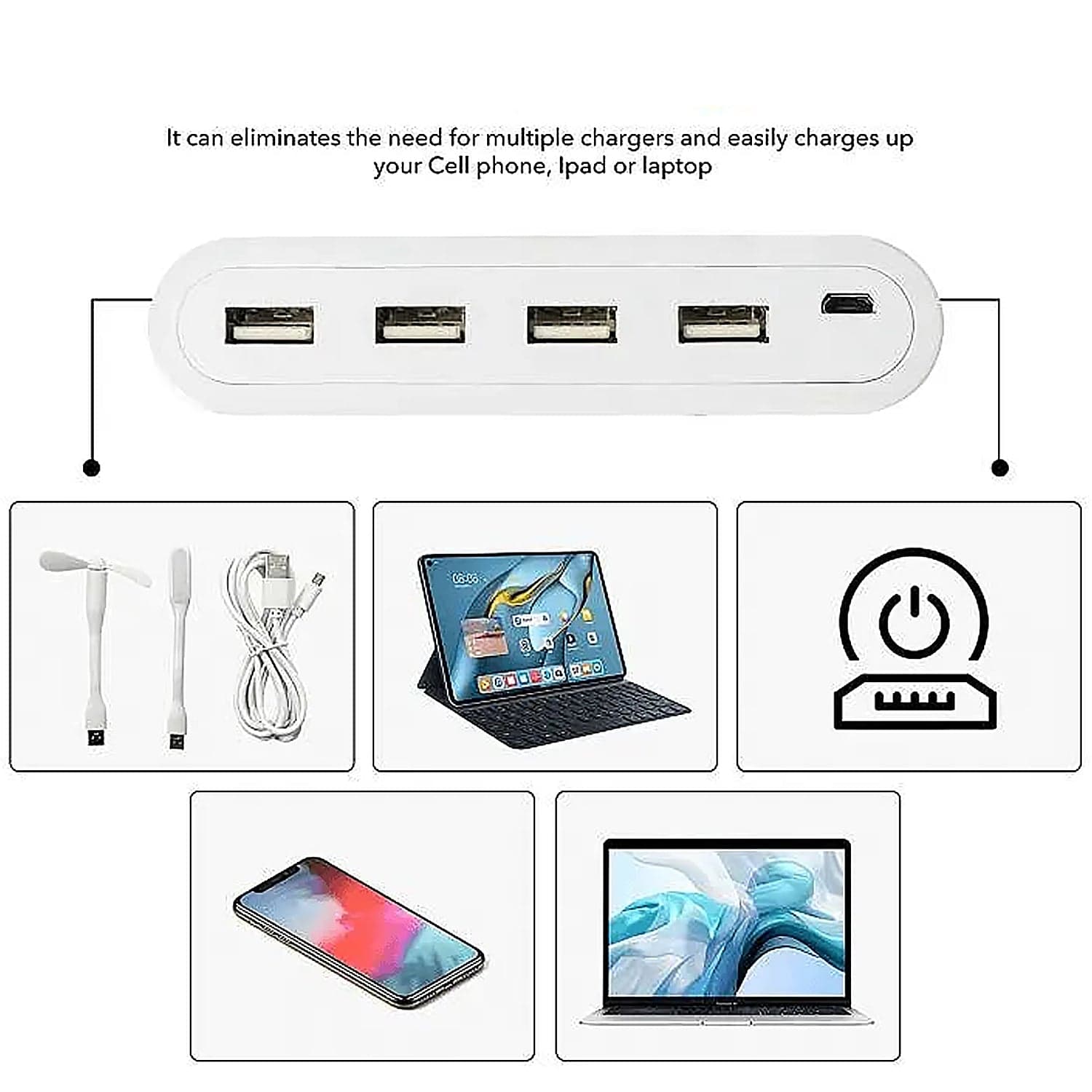 4In1 Hub Is Usb For Pen Drive, Mouse, Keyboards, Camera, Mobile, Tablet, Pc, Laptop, Tv, Study Table, Charging Extension Hub Portable (1 Pc) thumbnail 4