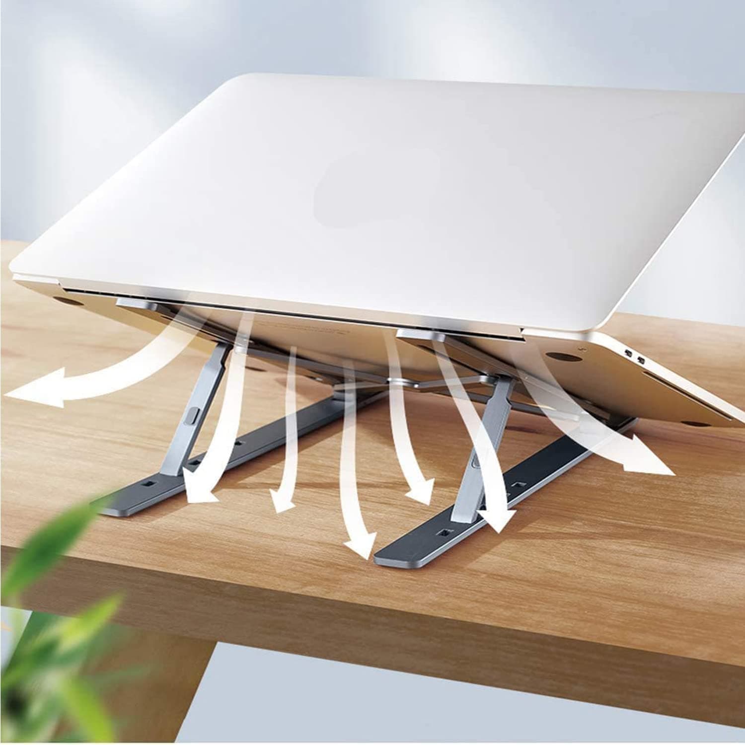 Metal Portable Laptop Stand of 6-Angle Adjustable Riser for Laptops, Phones & Tablets thumbnail 1