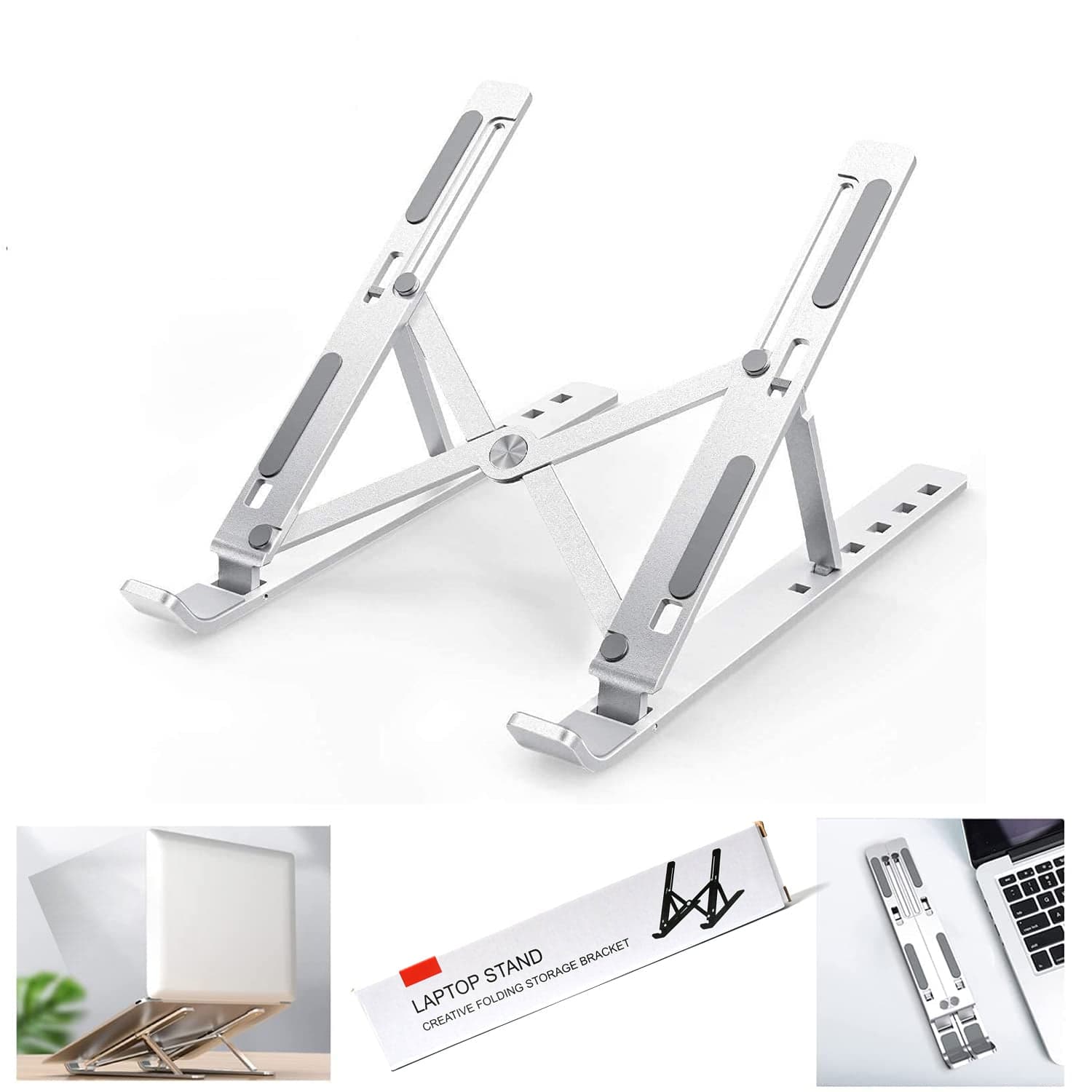 Metal Portable Laptop Stand of 6-Angle Adjustable Riser for Laptops, Phones & Tablets thumbnail 3
