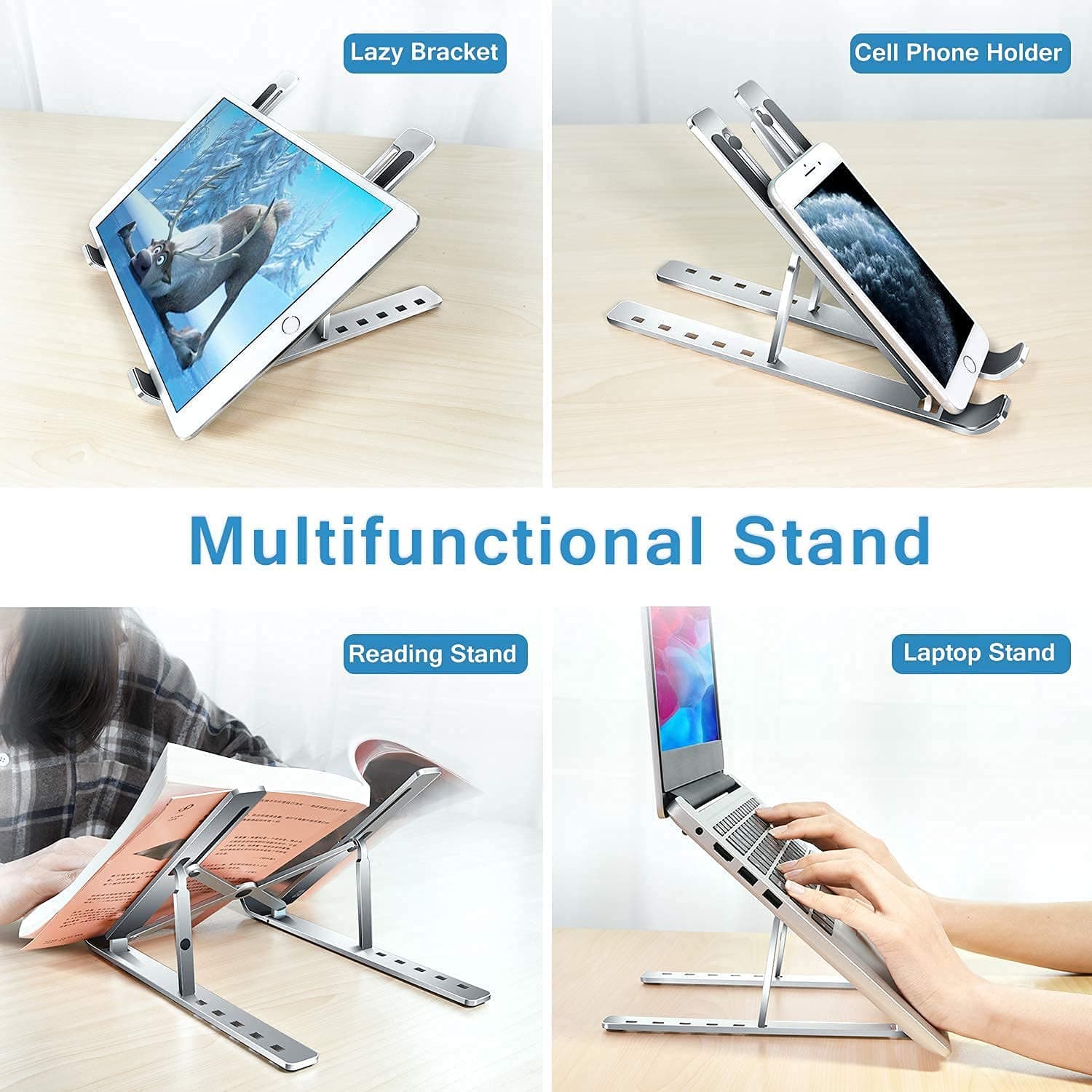 Metal Portable Laptop Stand of 6-Angle Adjustable Riser for Laptops, Phones & Tablets thumbnail 6