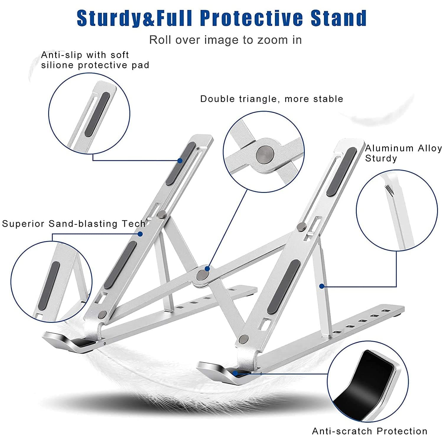 Metal Portable Laptop Stand of 6-Angle Adjustable Riser for Laptops, Phones & Tablets thumbnail 7