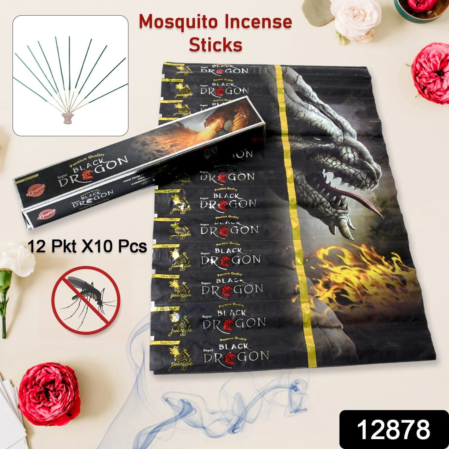 Mosquito Agarbatti Stick Herbal Mosquito Agarbatti 1 Box ( 12 Packet / 120 Sticks ) ( Incense Stick ) thumbnail 2