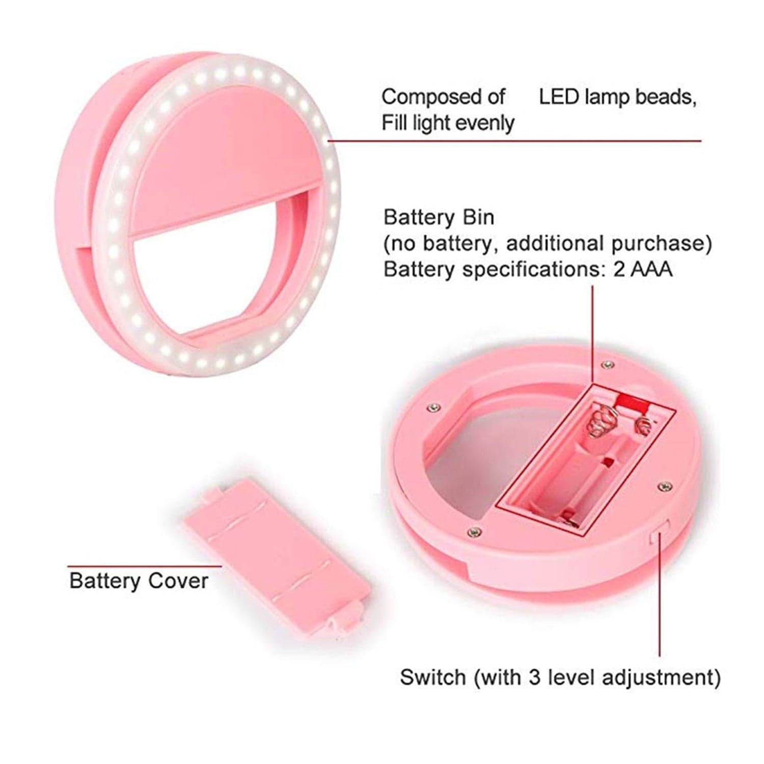 Phone Selfie Ring Light of Battery Operated Clip-On Light for Smartphone Photography (Battery Not Included) thumbnail 7