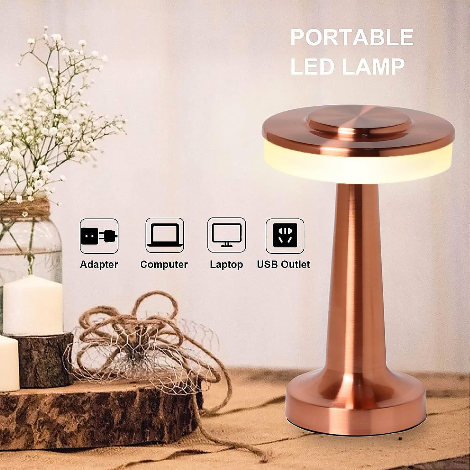 Touch Led Metal Desk Lamp Of Usb Rechargeable, 3 Colors/Brightness Levels, Dimmable Eye Protection (1 Pc) thumbnail 3