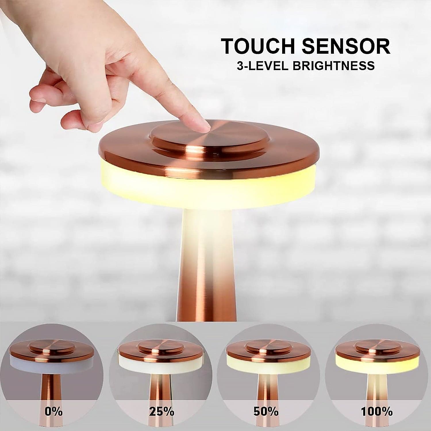 Touch Led Metal Desk Lamp Of Usb Rechargeable, 3 Colors/Brightness Levels, Dimmable Eye Protection (1 Pc) thumbnail 4