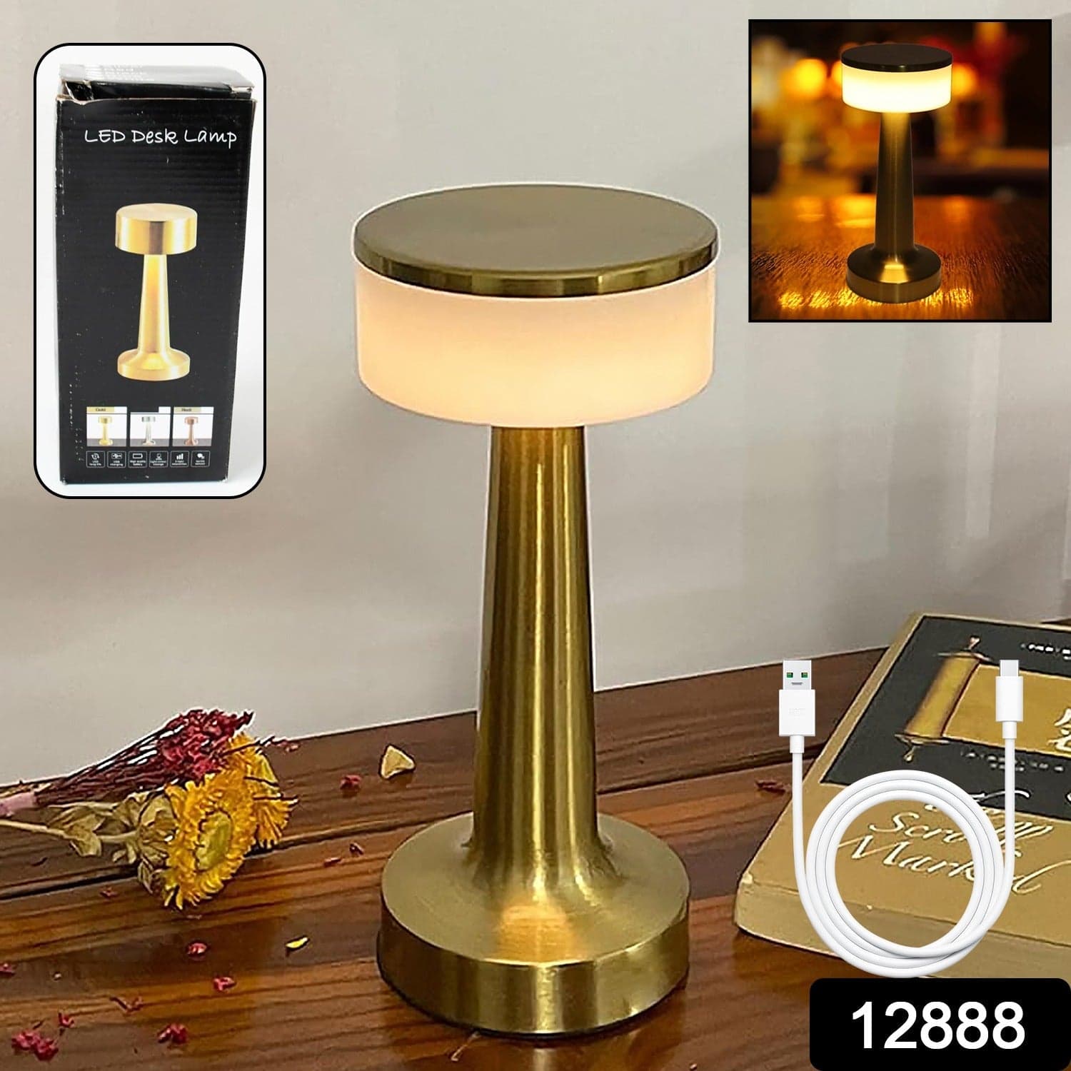 Touch LED Lamp of USB, 3 Colors, 3 Brightness Levels (1 Pc, Metal) thumbnail 2