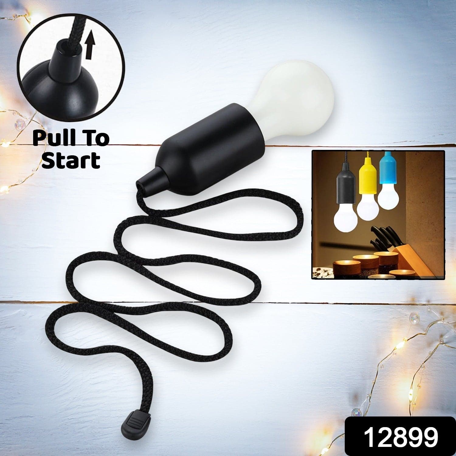 LED Pull Cord Light of Hanging Black LED Bulb (1 Pc) thumbnail 2