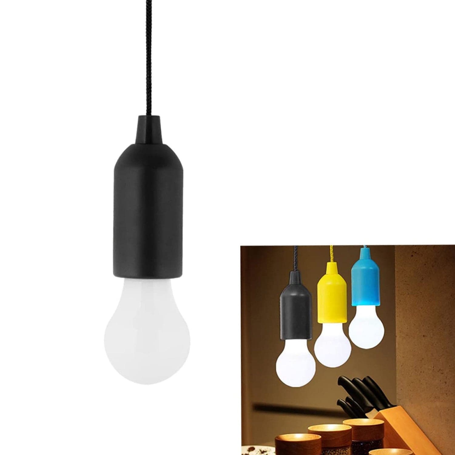 LED Pull Cord Light of Hanging Black LED Bulb (1 Pc) thumbnail 5