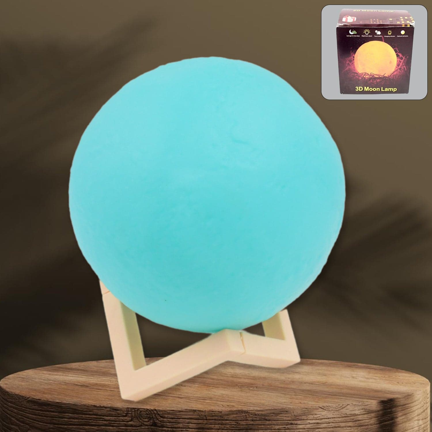 Moon Night Lamp Blue Color with Plastic Stand (15 x12 Cm / 1 Pc) thumbnail 1