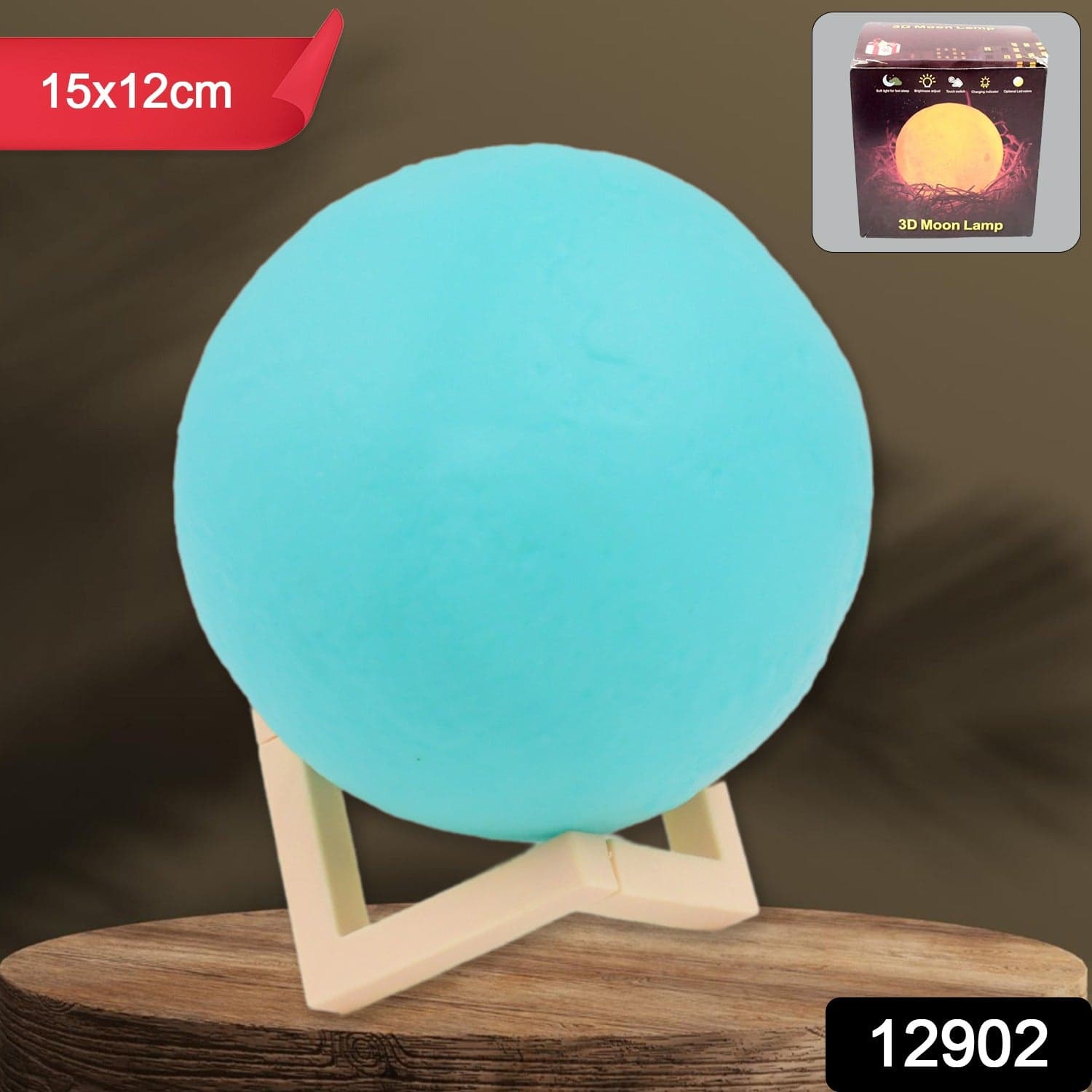 Moon Night Lamp Blue Color with Plastic Stand (15 x12 Cm / 1 Pc) thumbnail 2