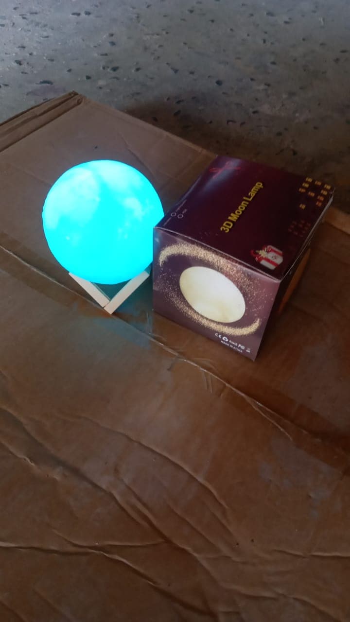 Moon Night Lamp Blue Color with Plastic Stand (15 x12 Cm / 1 Pc) thumbnail 7