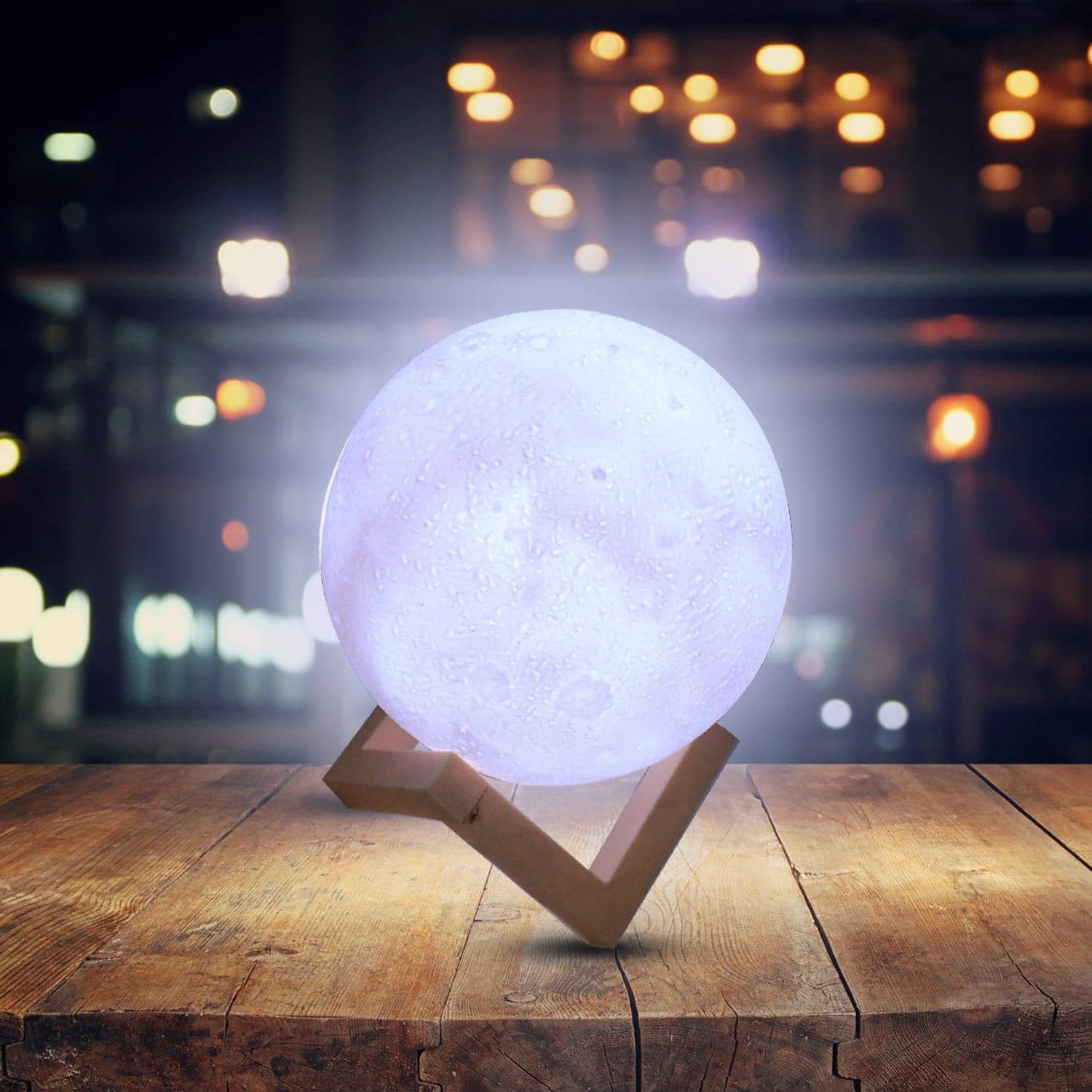 Moon Night Lamp with Plastic Stand Night Lamp for Bedroom (19 x14 Cm / 1 Pc) thumbnail 1
