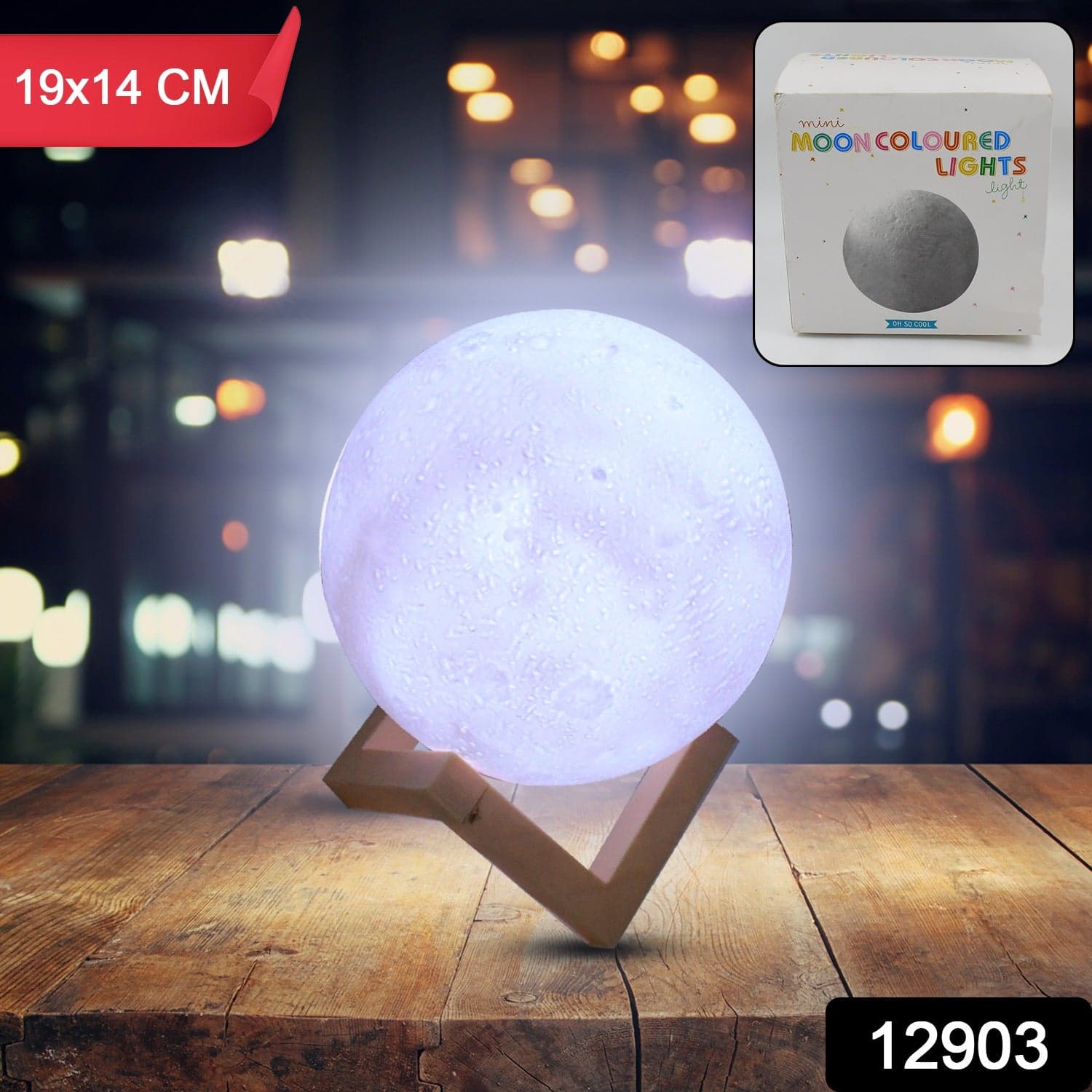 Moon Night Lamp with Plastic Stand Night Lamp for Bedroom (19 x14 Cm / 1 Pc) thumbnail 2