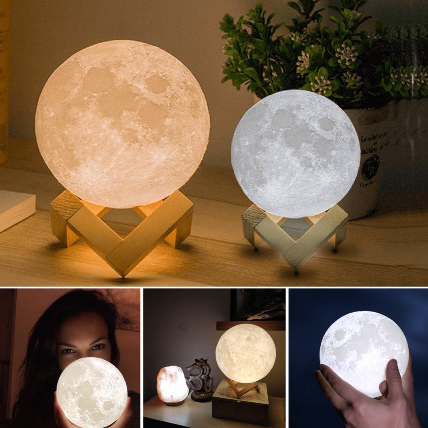 Moon Night Lamp with Plastic Stand Night Lamp for Bedroom (19 x14 Cm / 1 Pc) thumbnail 6