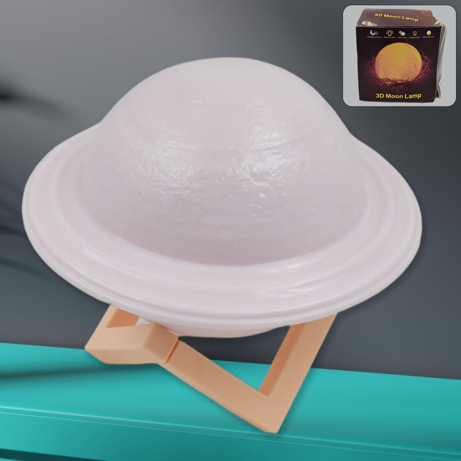 3D Saturn Lamp Home Decoration Bedside Night Light With Base (1 pc / Multicolor) thumbnail 1