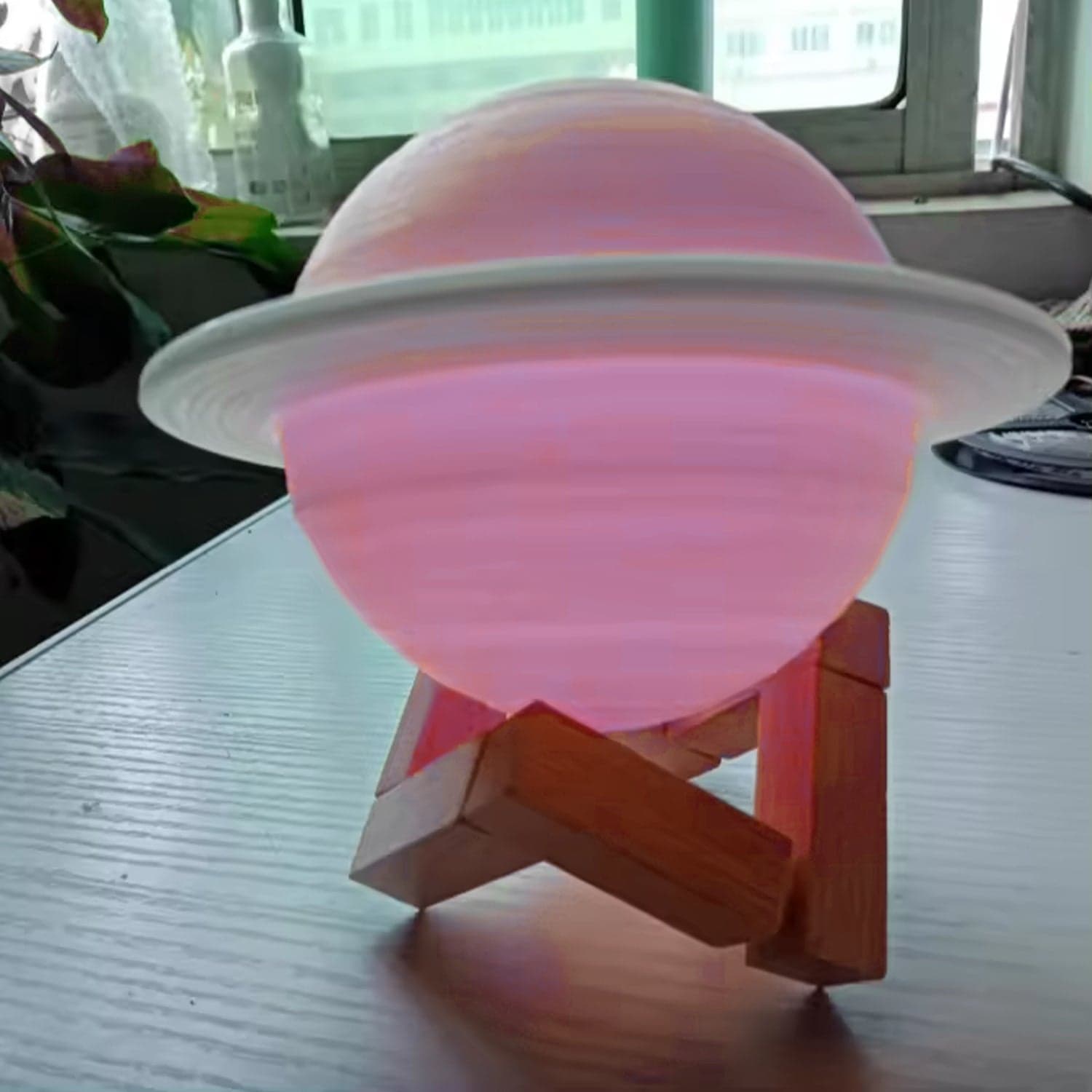 3D Saturn Lamp Home Decoration Bedside Night Light With Base (1 pc / Multicolor) thumbnail 6