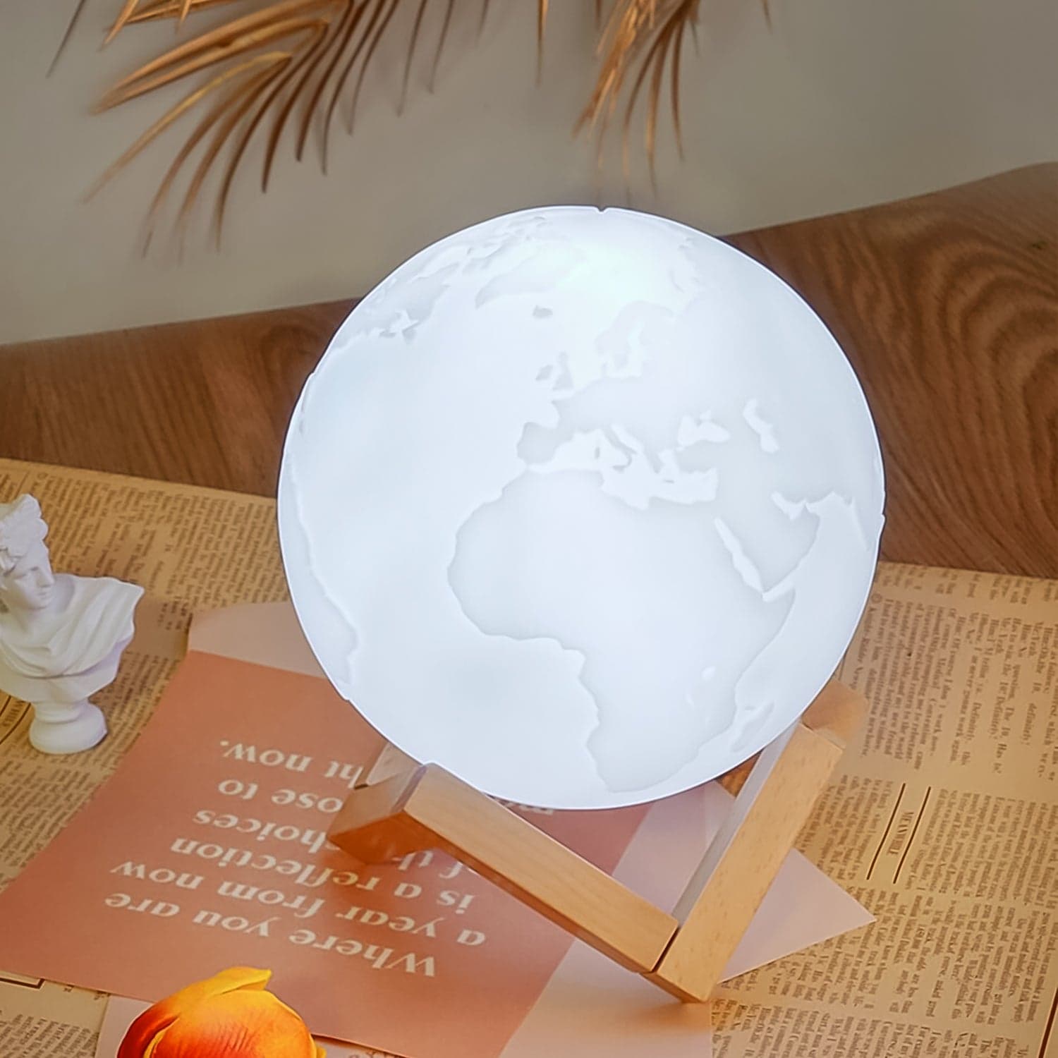 3D Moon Night Lamp with Stand (Color Box / White & Yellow Light / 1 Pc) thumbnail 1