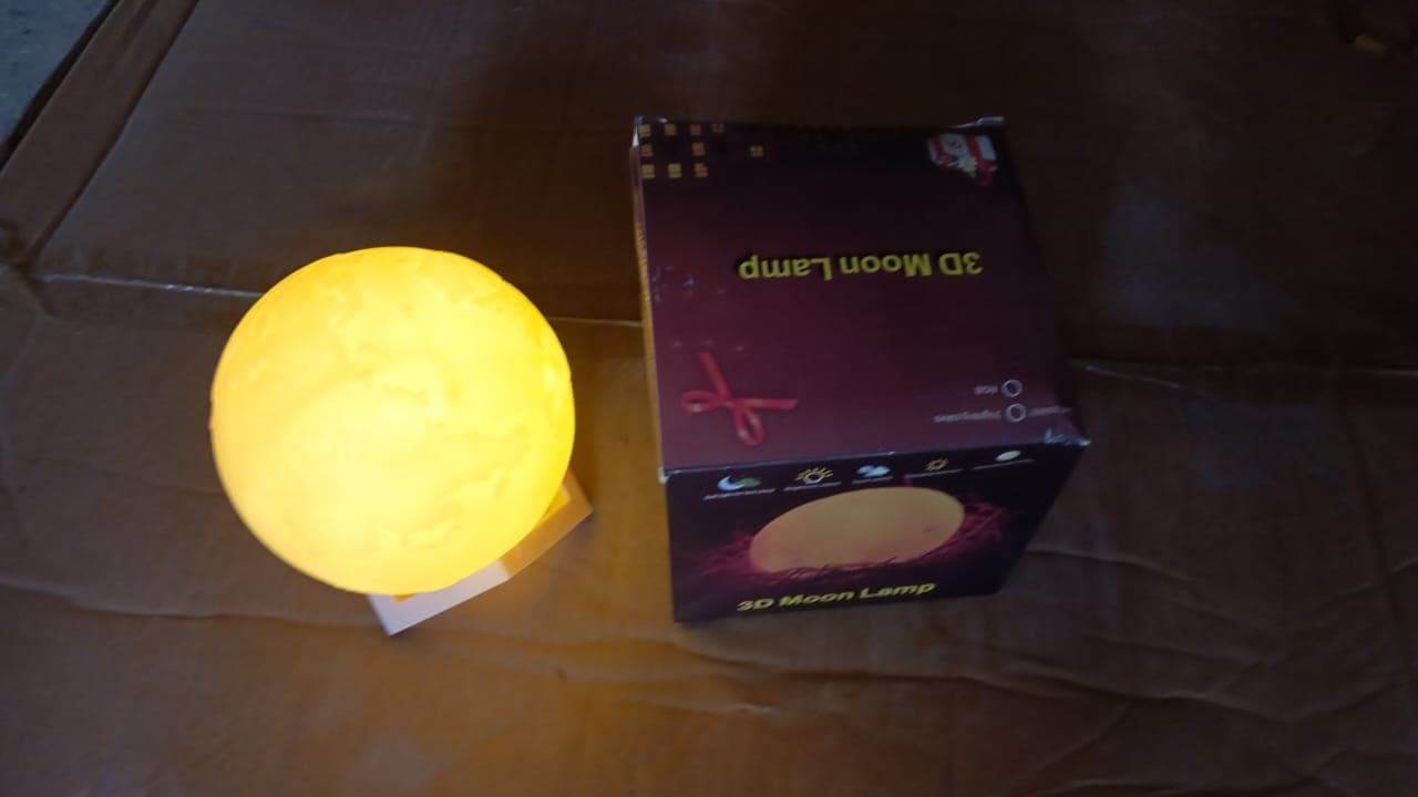 3D Moon Night Lamp with Stand (Color Box / White & Yellow Light / 1 Pc) thumbnail 8