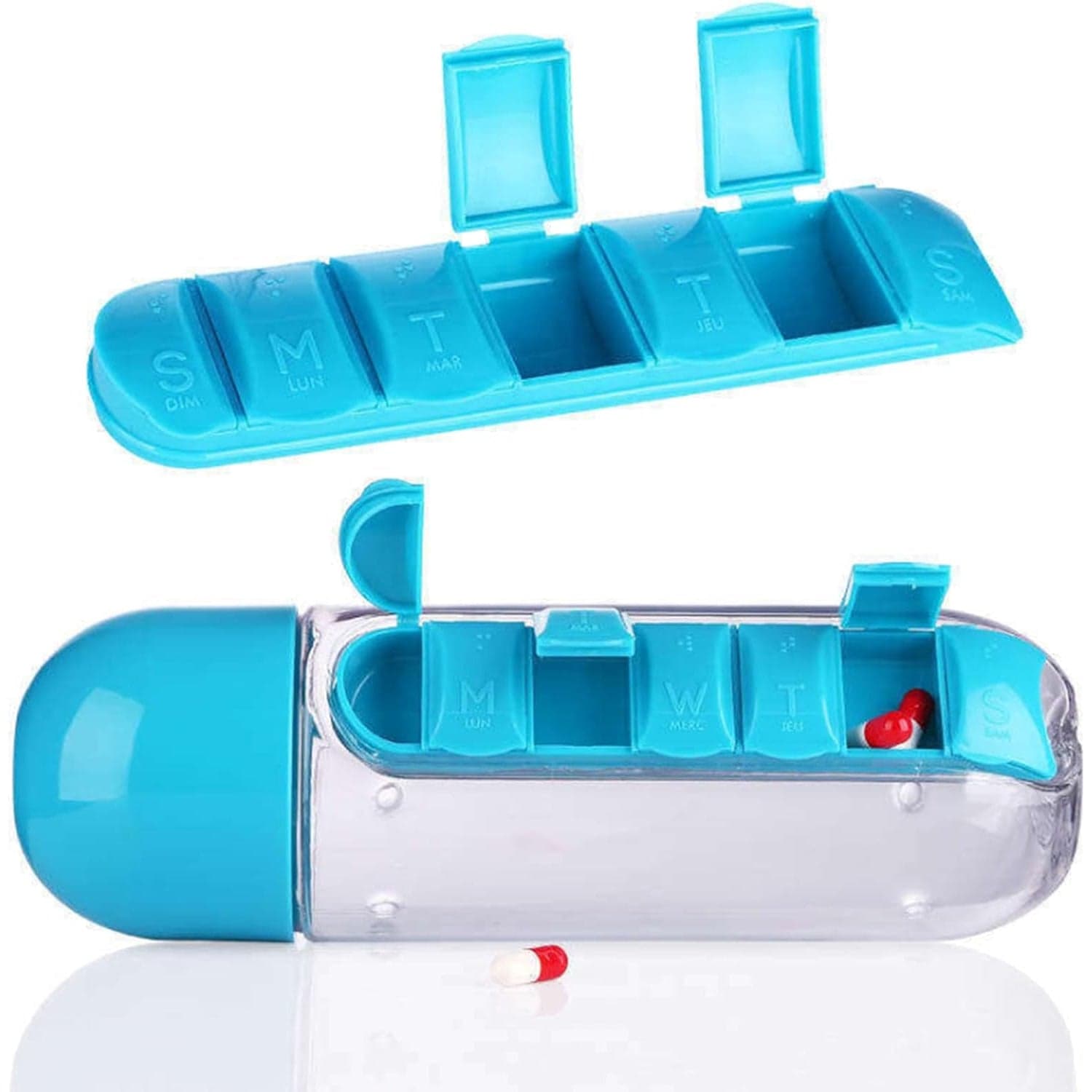 Multi-Use Pill & Water Bottle for Travel (600 Ml, Mix Color) thumbnail 4