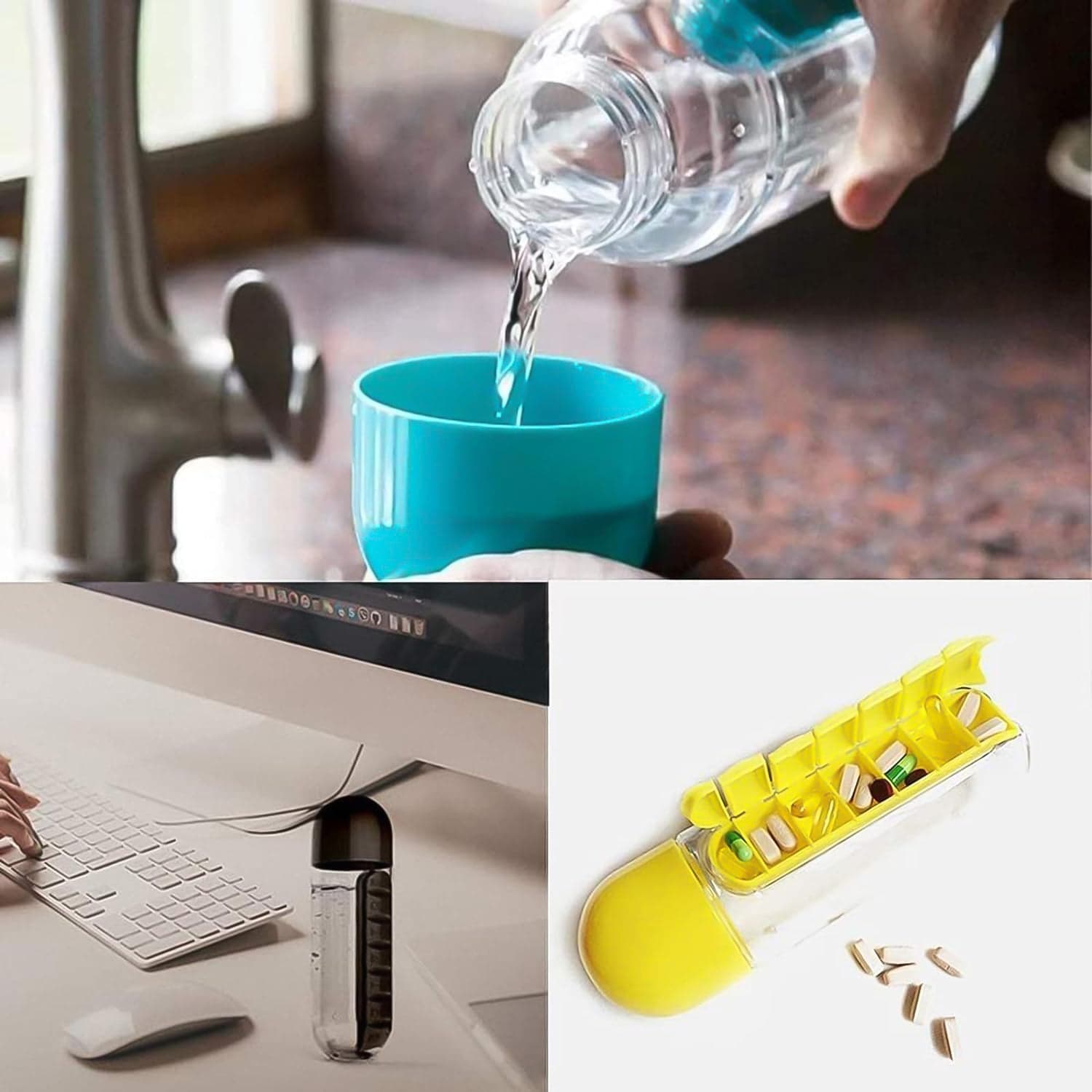 Multi-Use Pill & Water Bottle for Travel (600 Ml, Mix Color) thumbnail 5