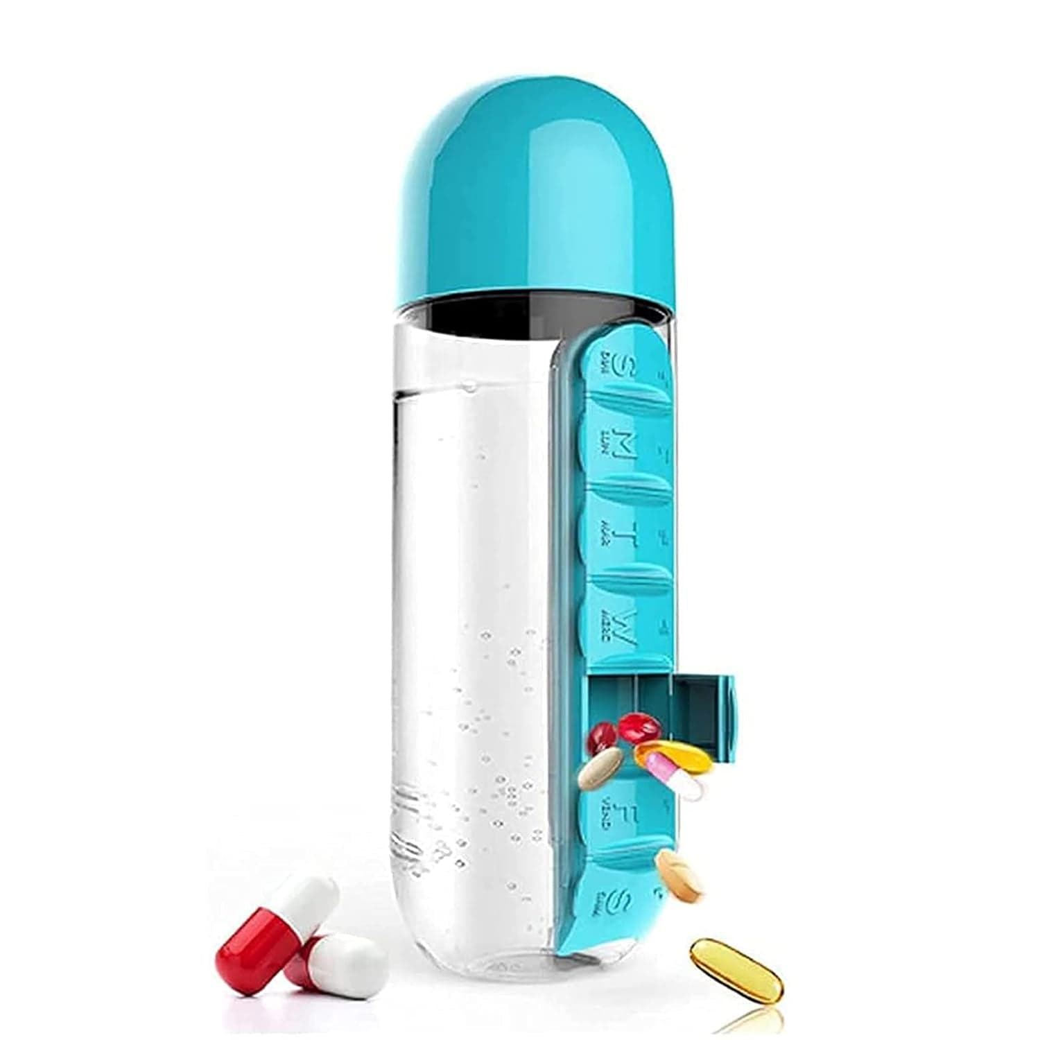 Multi-Use Pill & Water Bottle for Travel (600 Ml, Mix Color) thumbnail 6