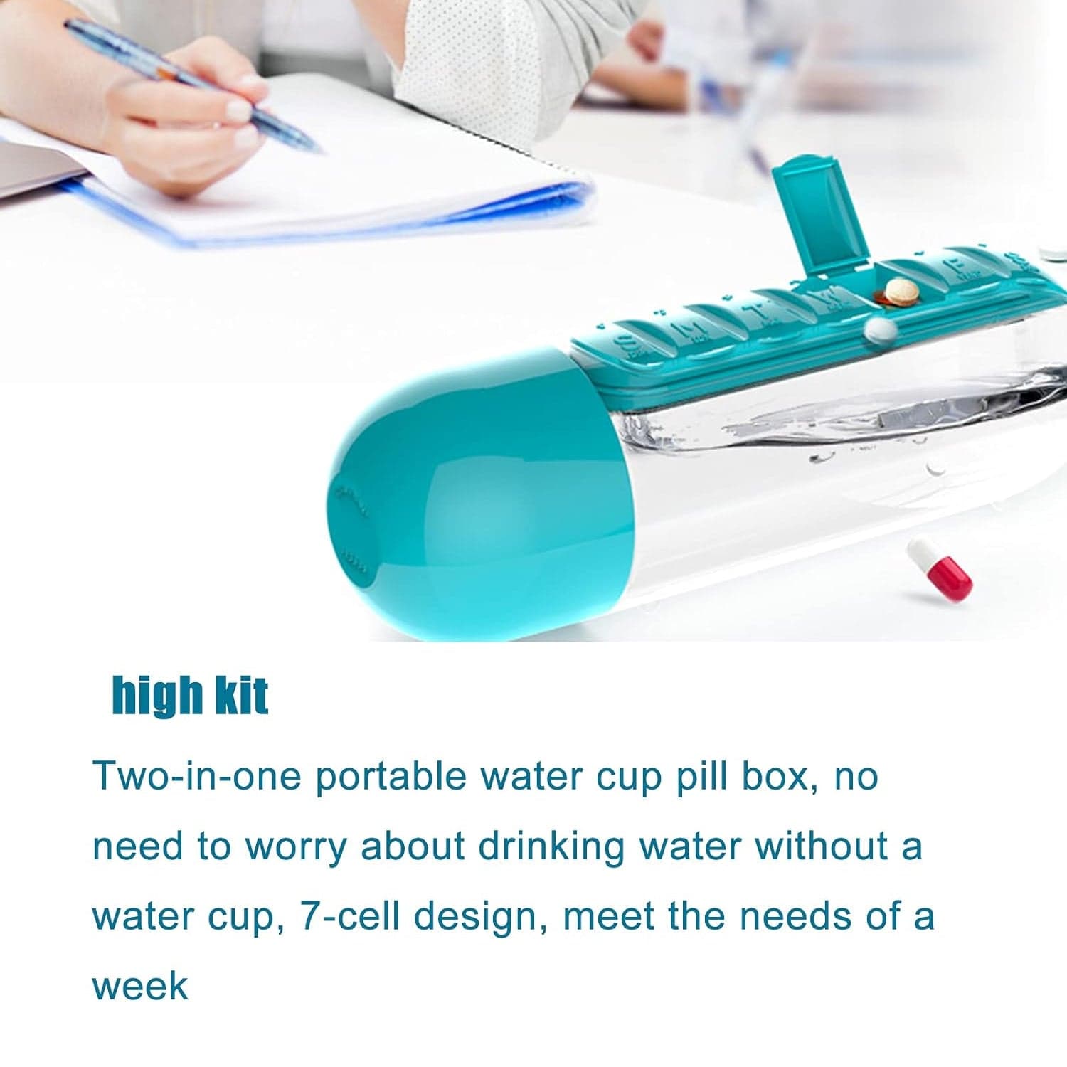 Multi-Use Pill & Water Bottle for Travel (600 Ml, Mix Color) thumbnail 7