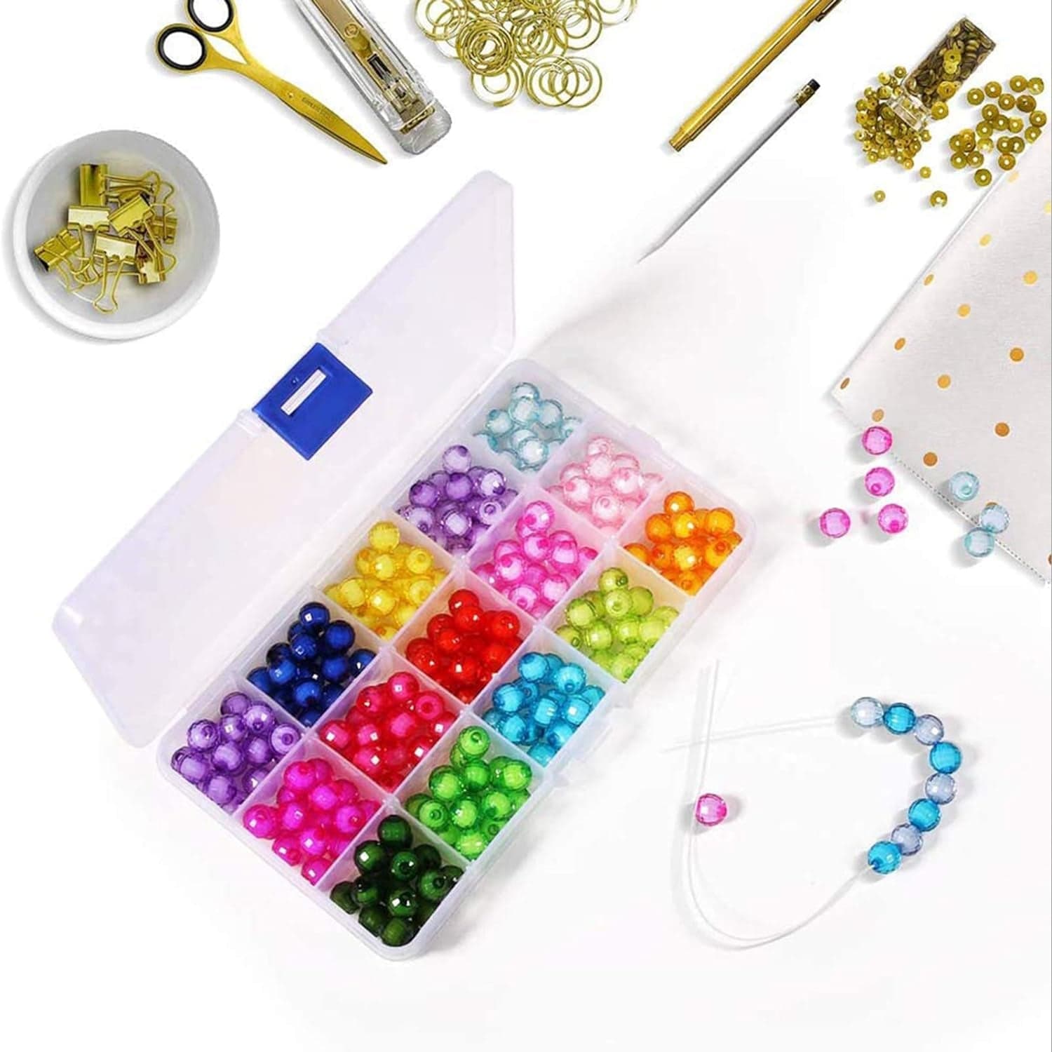 15-Grid Clear Plastic Jewelry Organizer Box with Dividers (1 Pc) thumbnail 1