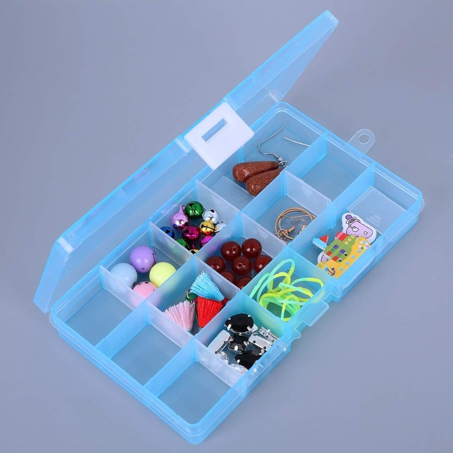 15-Grid Clear Plastic Jewelry Organizer Box with Dividers (1 Pc) thumbnail 5