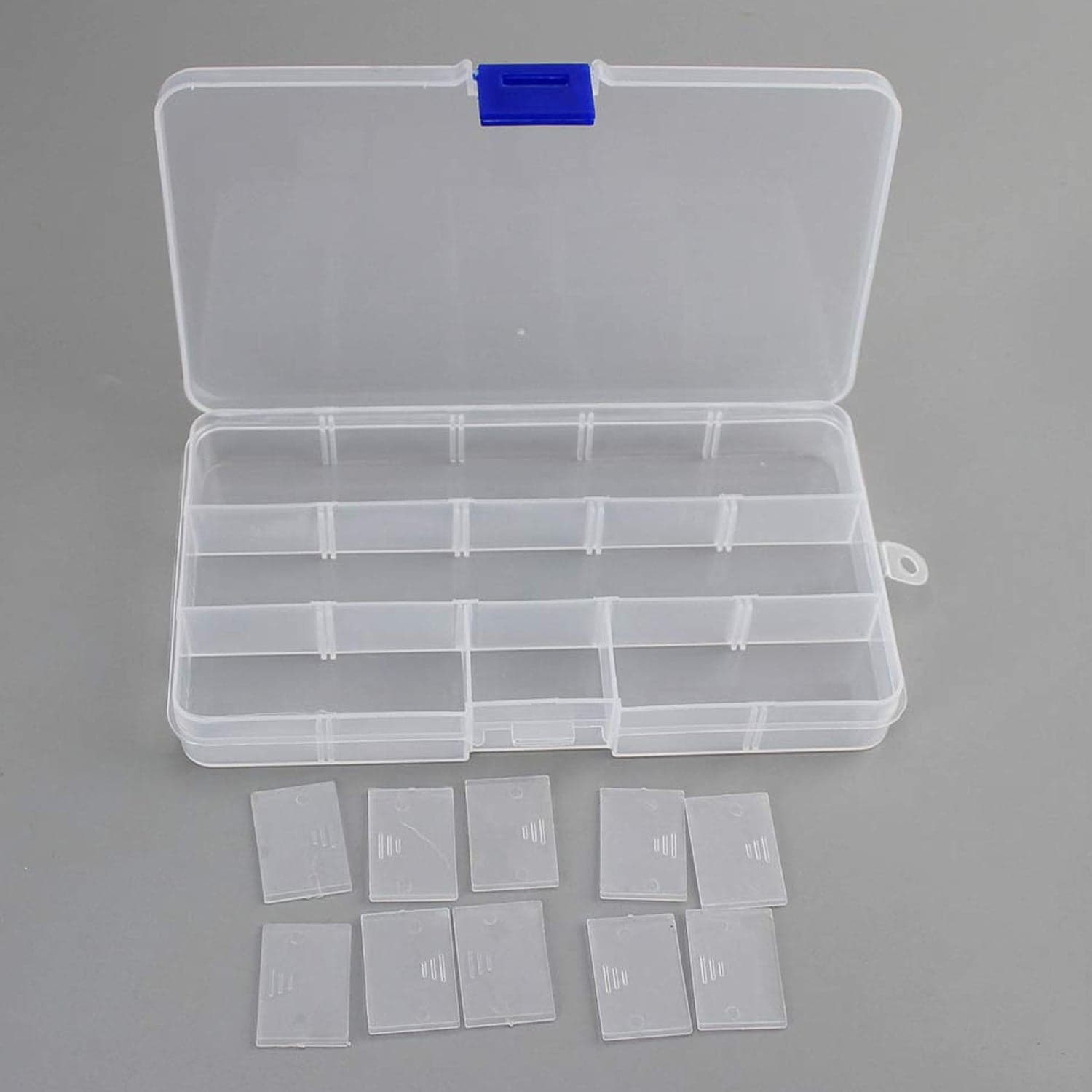 15-Grid Clear Plastic Jewelry Organizer Box with Dividers (1 Pc) thumbnail 7