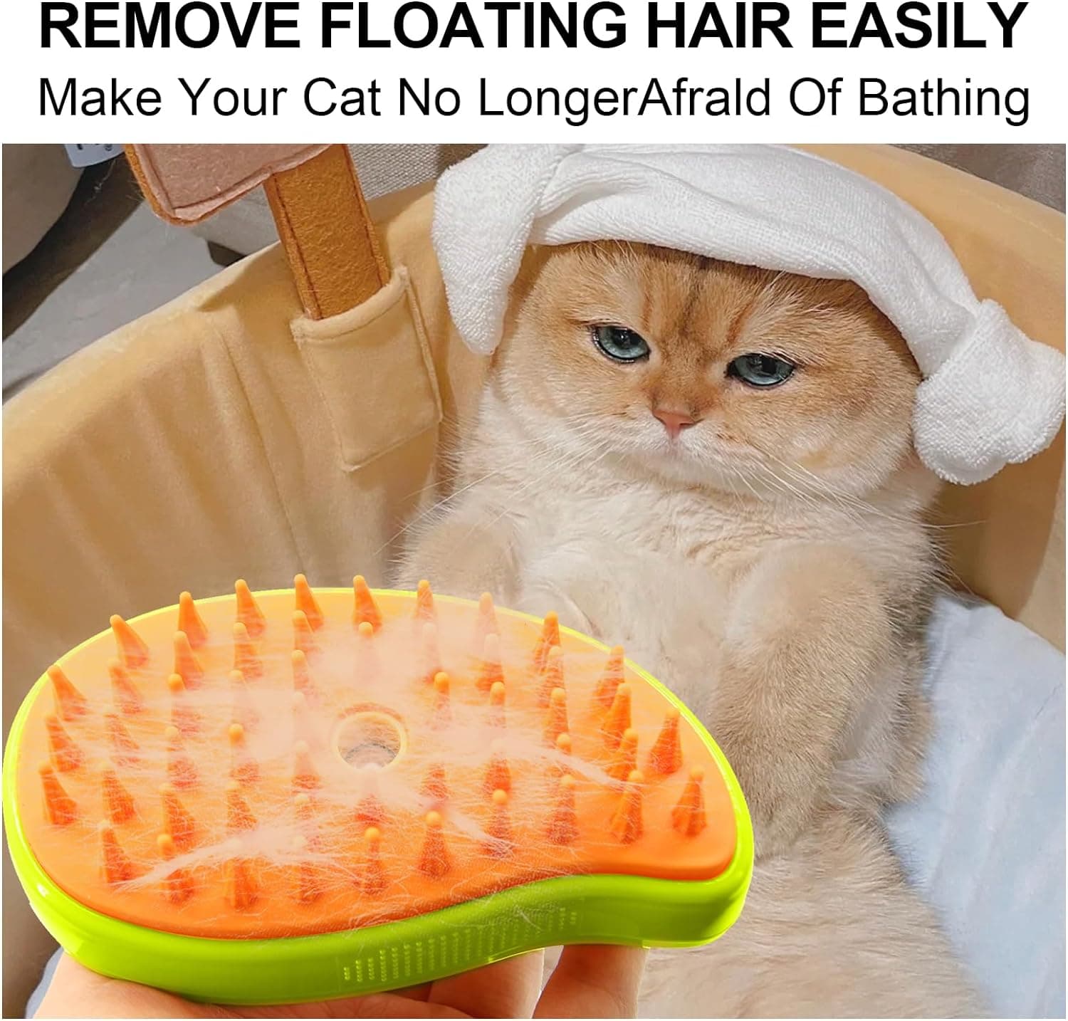 3-in-1 Cat Steamy Brush of Self-Cleaning Pet Grooming & Hair Removal Comb thumbnail 7