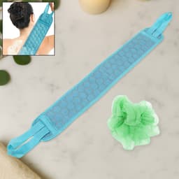 Bath Shower Scrubber Set of Dual-Sided Loofah Sponge & Bath Brush for Deep Clean (2 Pcs)