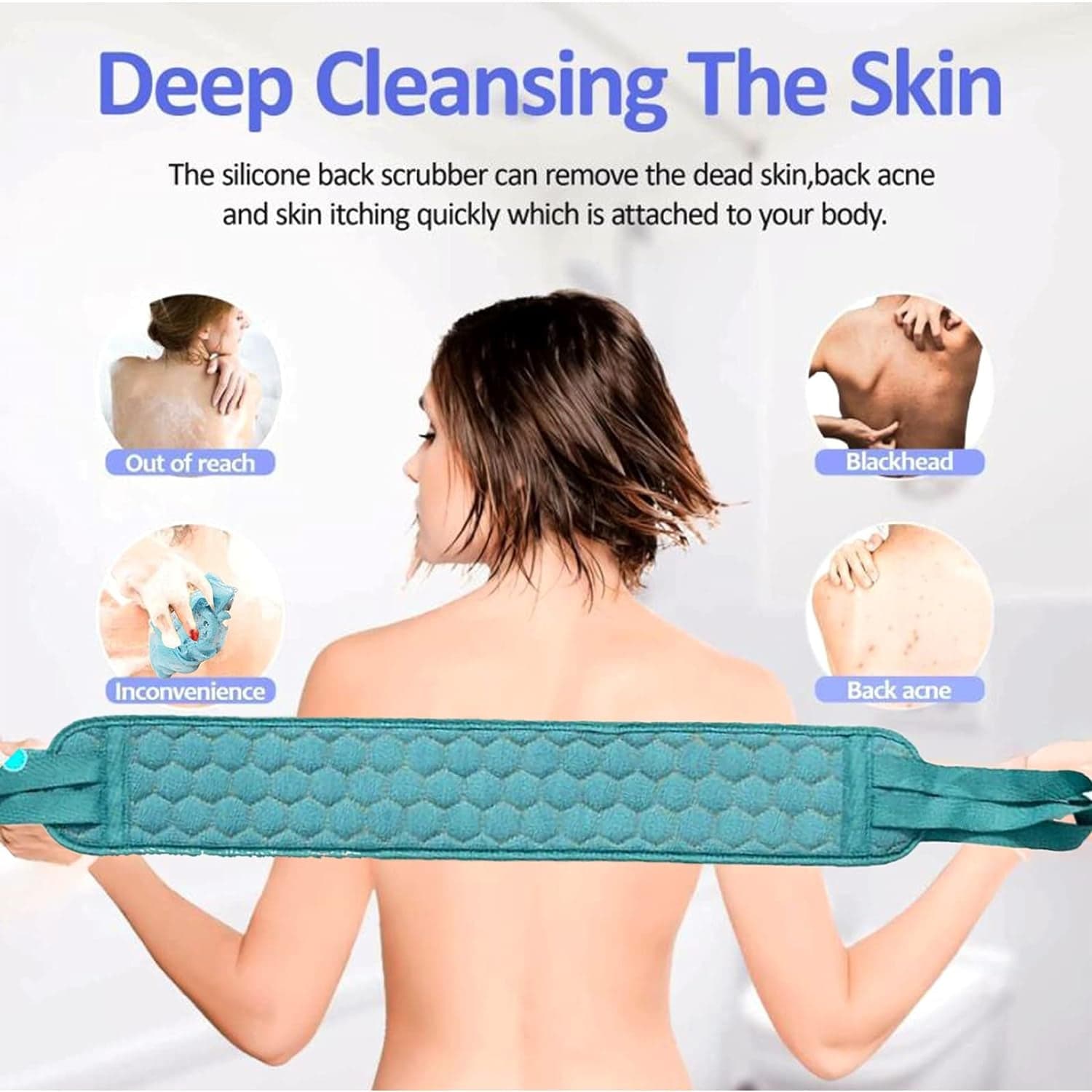 Bath Shower Scrubber Set of Dual-Sided Loofah Sponge & Bath Brush for Deep Clean (2 Pcs) thumbnail 5
