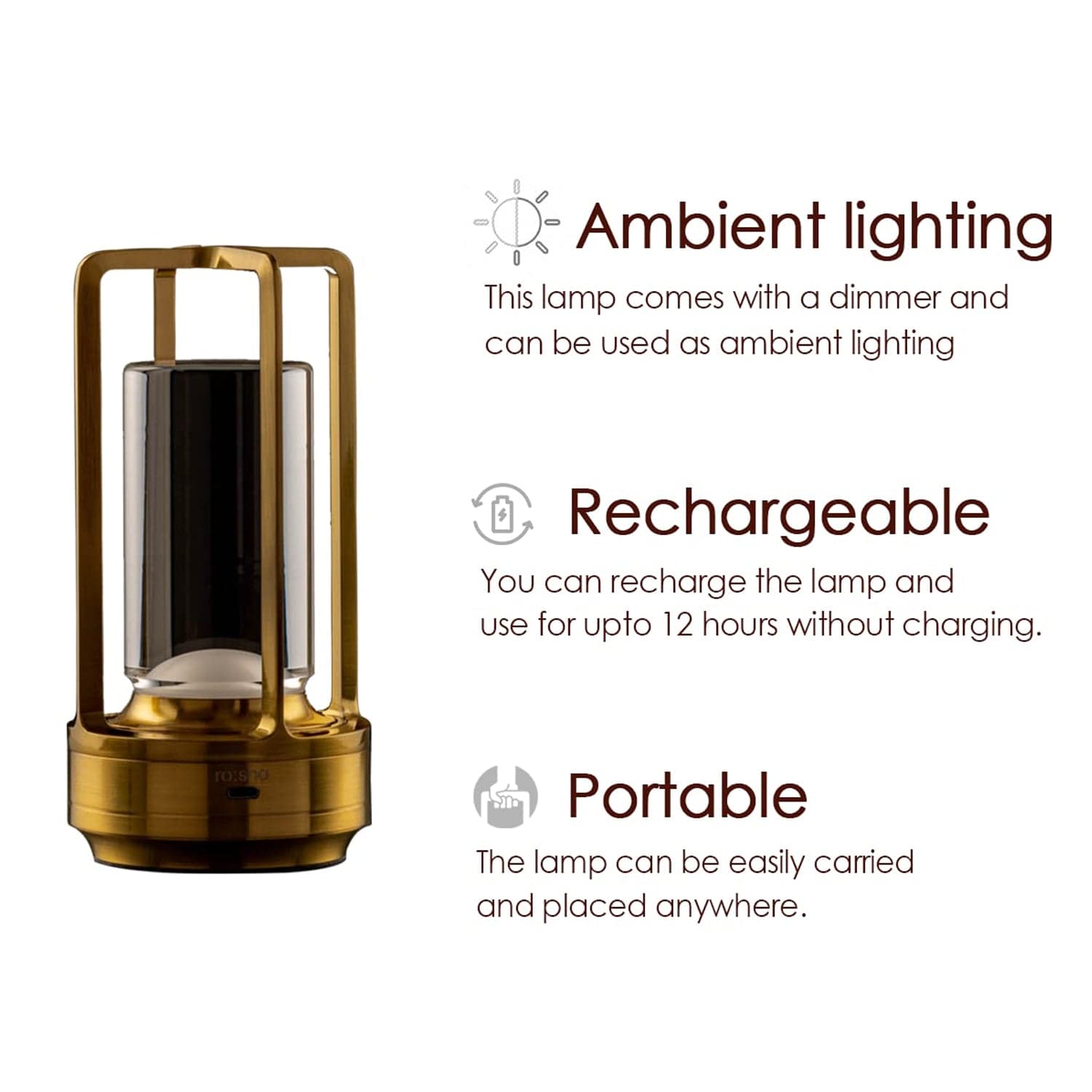 Crystal Lantern Lamp, Crystal Lantern Table Lamp, 3 Colors Rechargeable Cordless Led Lights For Restaurant / Bedroom Lights (1 Pc) thumbnail 7