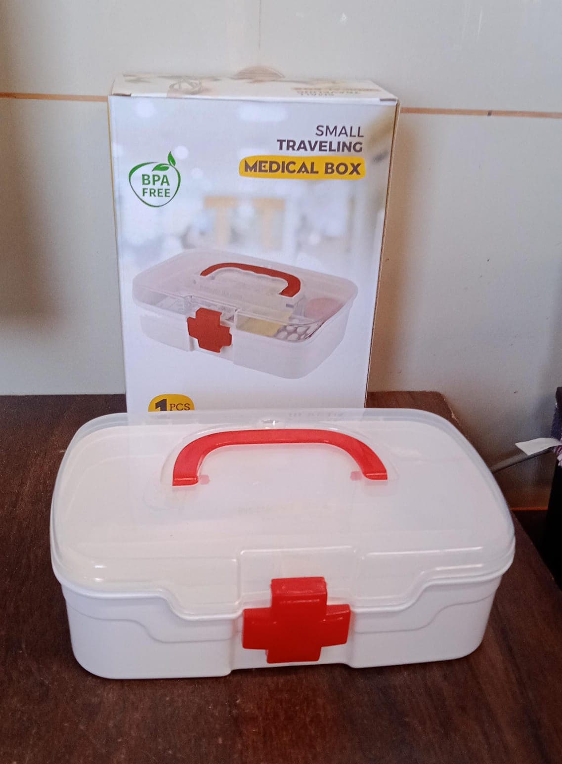 3-Compartment First Aid Box - Portable Medicine Storage with Detachable Tray & Transparent Lid thumbnail 8