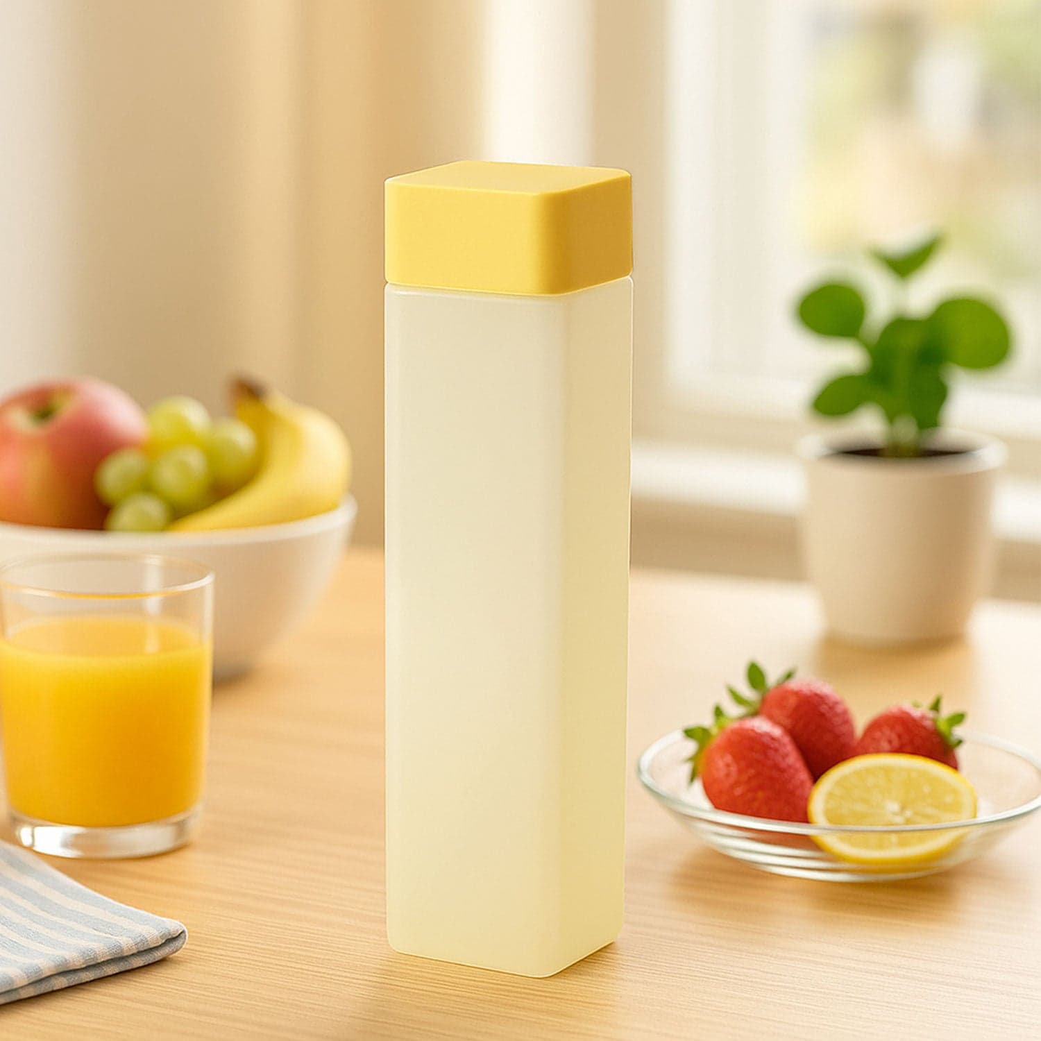 Square Plastic Water Bottle - 1000Ml Leakproof Bpa-Free Container For Office thumbnail 1