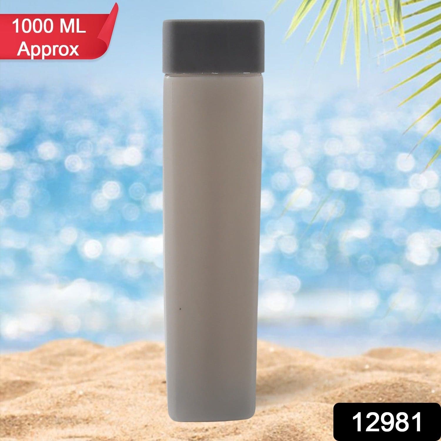 Square Plastic Water Bottle - 1000Ml Leakproof Bpa-Free Container For Office thumbnail 2