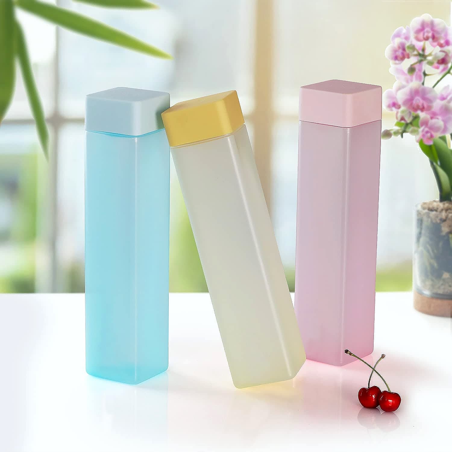 Square Plastic Water Bottle - 1000Ml Leakproof Bpa-Free Container For Office thumbnail 5