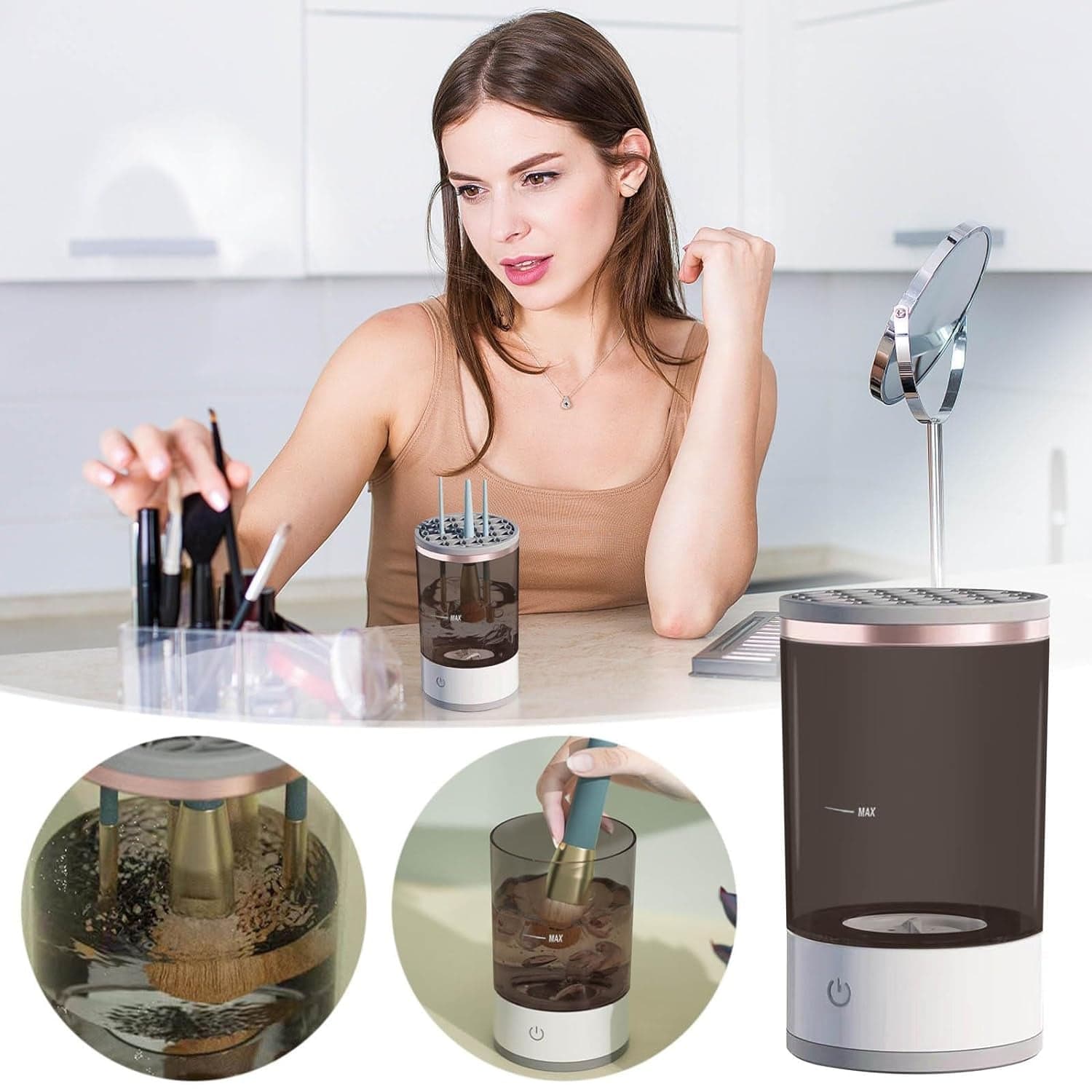 Automatic Makeup Brush Cleaner Fast Electric Brush Cleaner Hand Free Machine Super Clean Brush Washer & Brushes Organizer Tool (1 Pc) thumbnail 10
