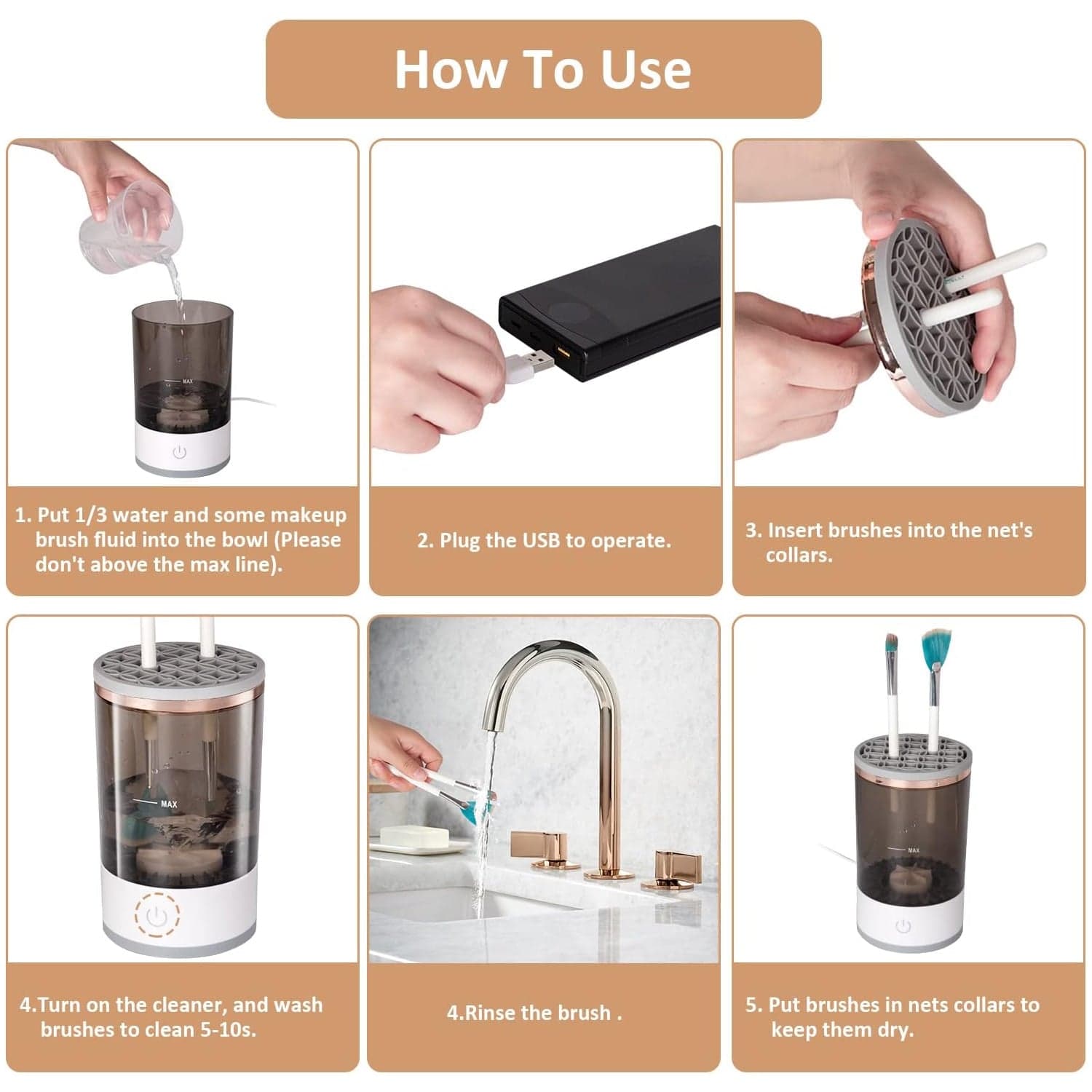Automatic Makeup Brush Cleaner Fast Electric Brush Cleaner Hand Free Machine Super Clean Brush Washer & Brushes Organizer Tool (1 Pc) thumbnail 4