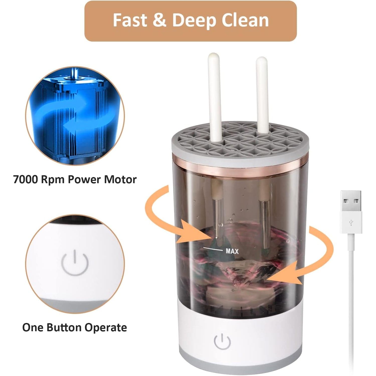 Automatic Makeup Brush Cleaner Fast Electric Brush Cleaner Hand Free Machine Super Clean Brush Washer & Brushes Organizer Tool (1 Pc) thumbnail 6